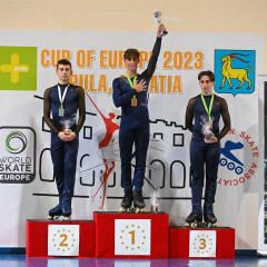 Podi de la Copa d'Europa Junior de patinatge artístic. FOTO: Cedida Podi de la Copa d'Europa Junior de patinatge artístic. FOTO: Cedida