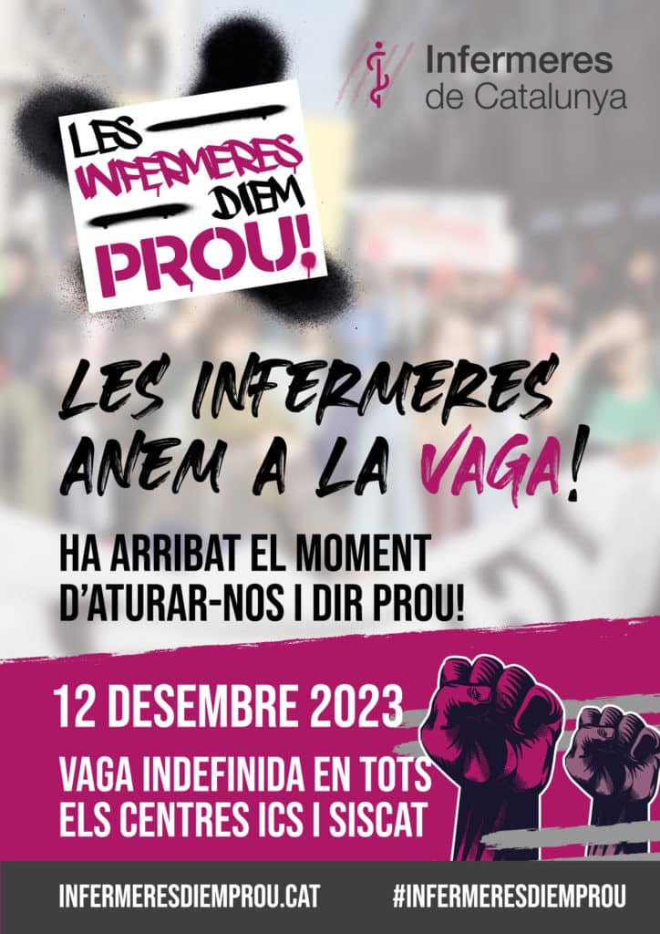 Cartell de la vaga d'infermeres. FOTO: Inferemres de Catalunya