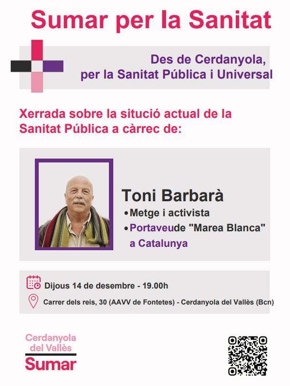 Sumar Cerdanyola organitza una xerrada soobre salut pública Sumar Cerdanyola organitza una xerrada soobre salut pública