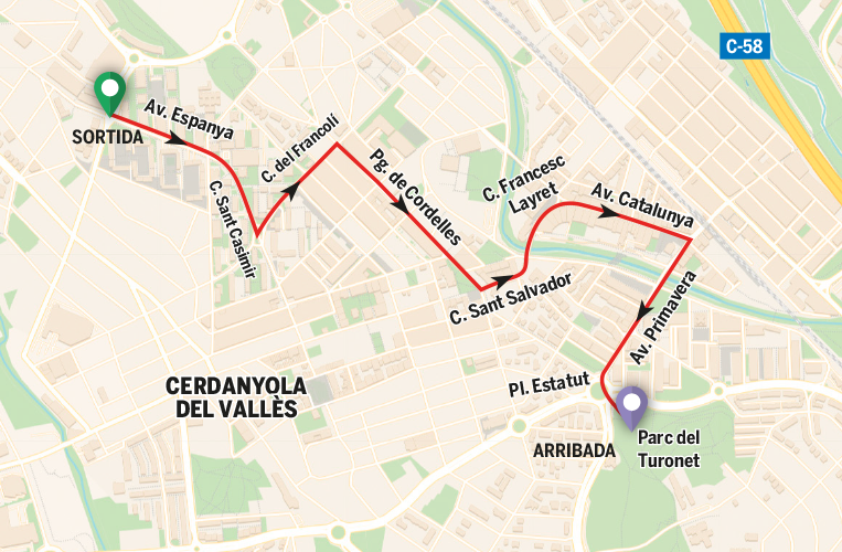Mapa de la rua de Carnaval a Cerdanyola. Elaboració pròpia Mapa de la rua de Carnaval a Cerdanyola. Elaboració pròpia