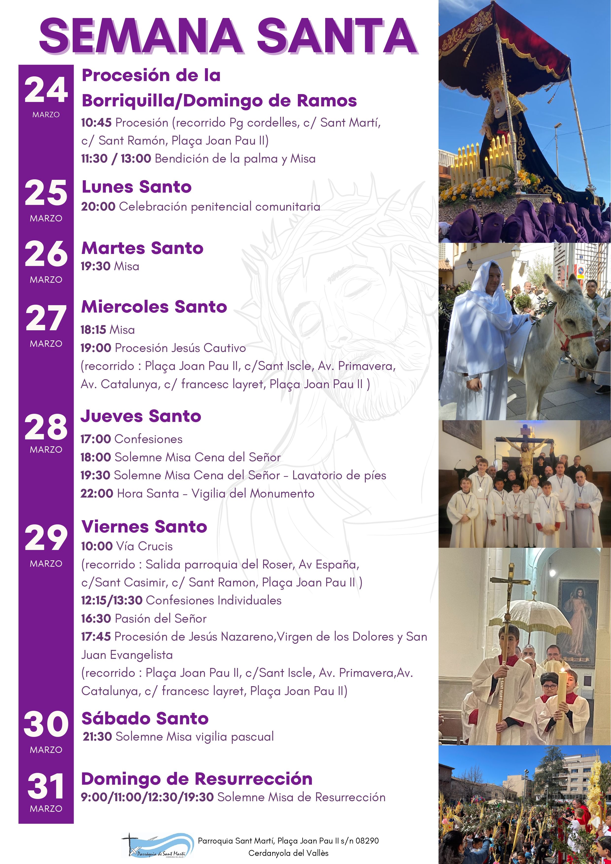 Cartell d'actes de la Setmana Santa de la Parròquia de Sant Martí. FOTO: Cedida Cartell d'actes de la Setmana Santa de la Parròquia de Sant Martí. FOTO: Cedida