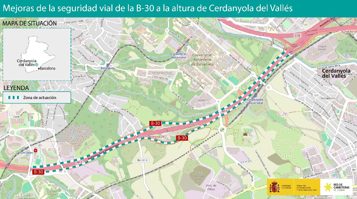 Mapa de les obres de millora de la B-30. FOTO: ACN