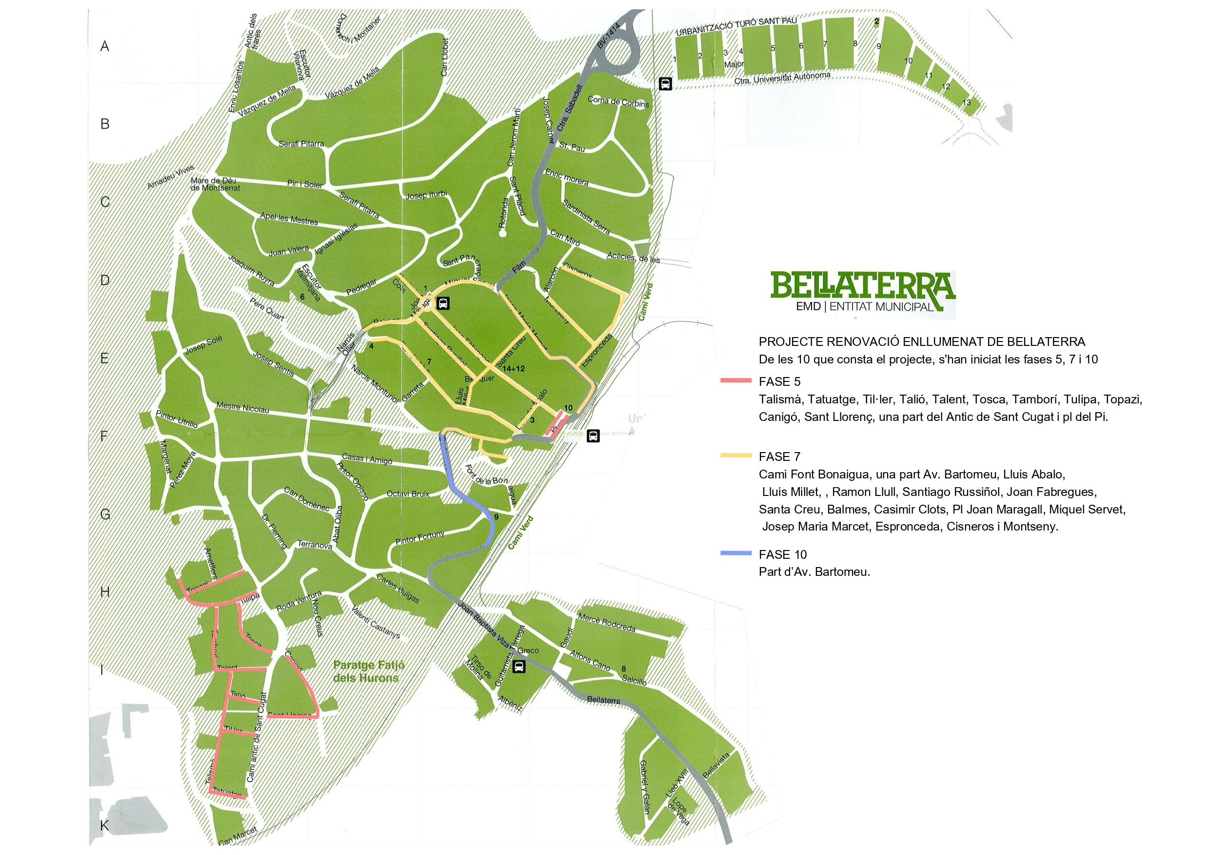 Plànol de la renovació de l'enllumenat a Bellaterra. FOTO: EMD Bellaterra