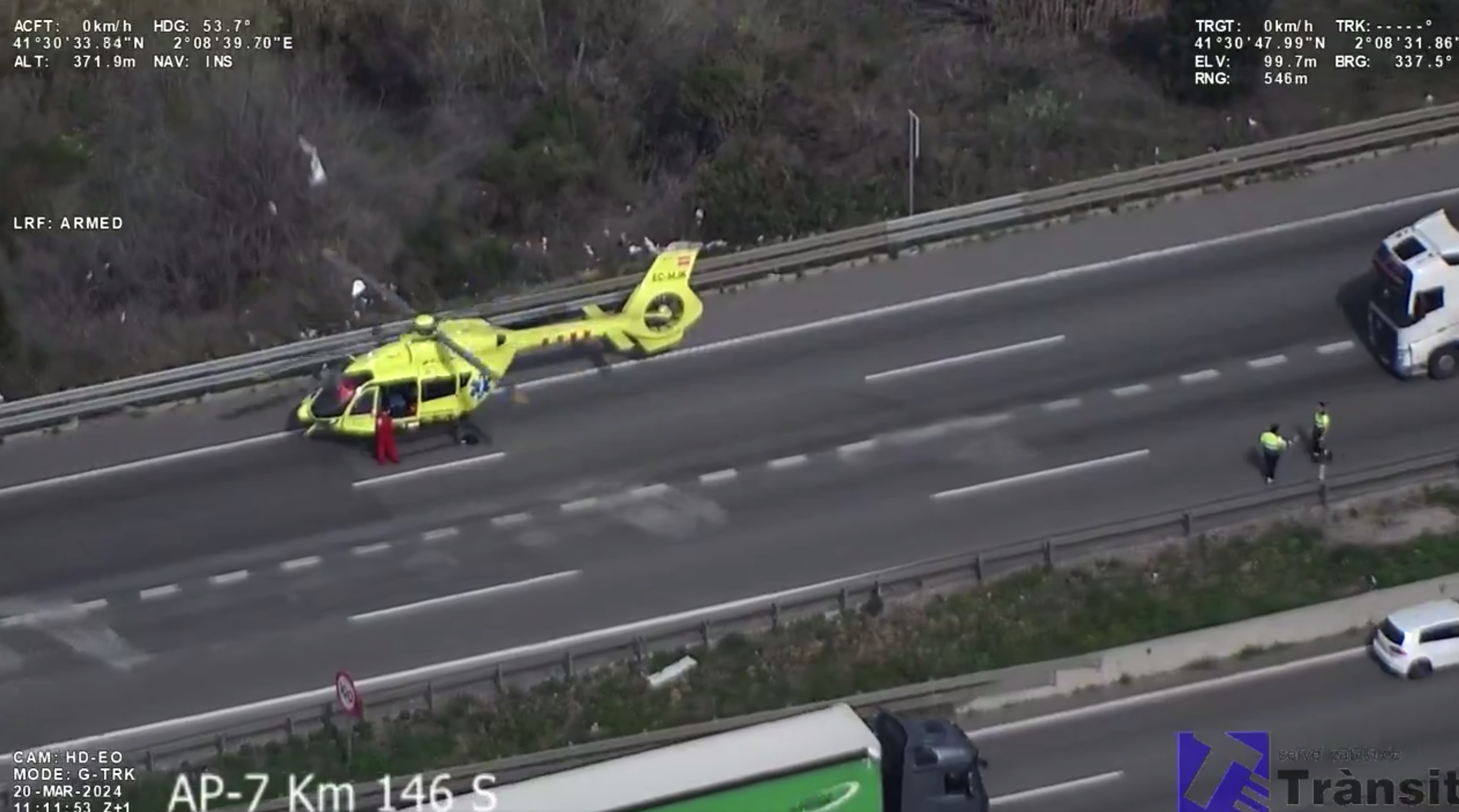 Imatge aèria de l'accident. FOTO: @transit