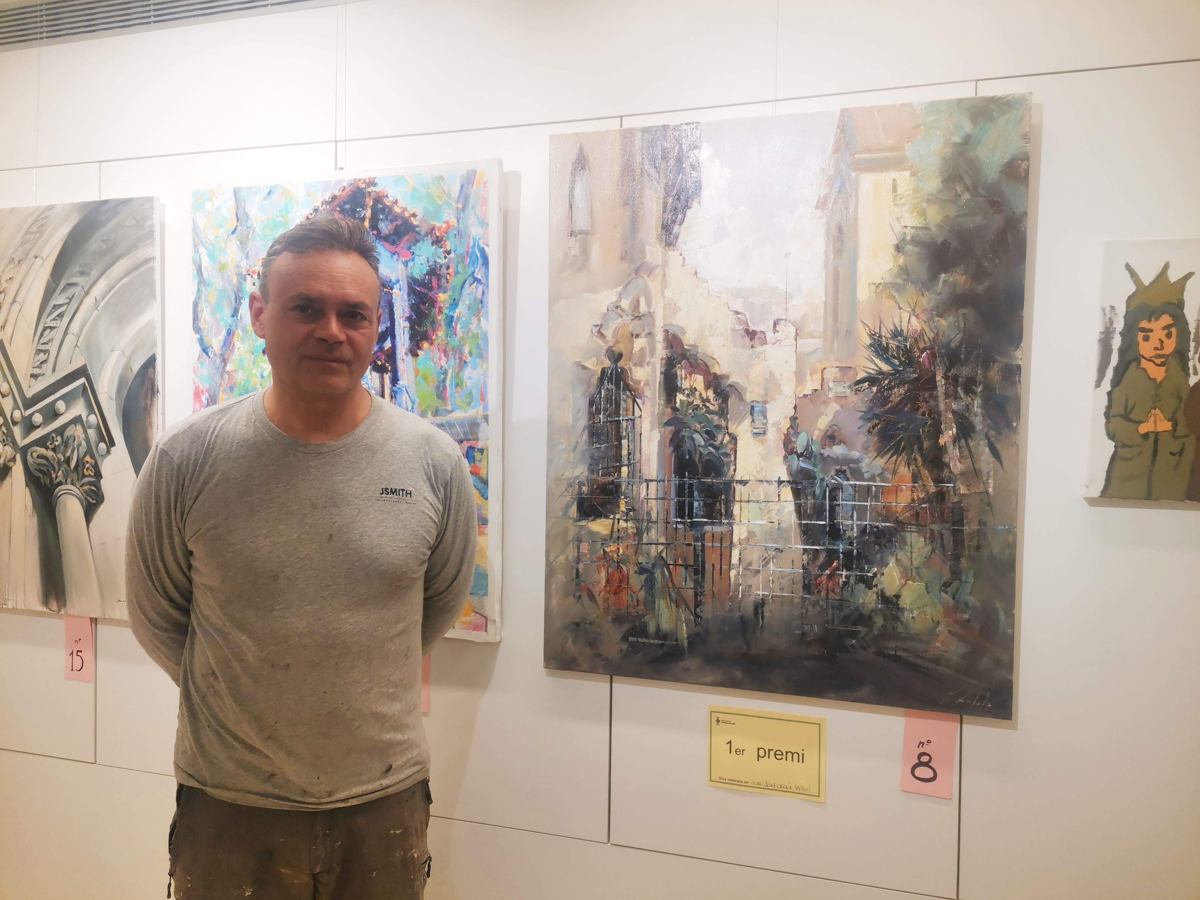 Joan Josep Català, primer premi del 6è Concurs de Pintura Ràpida del Roser de Maig. FOTO: Guillem Barrera