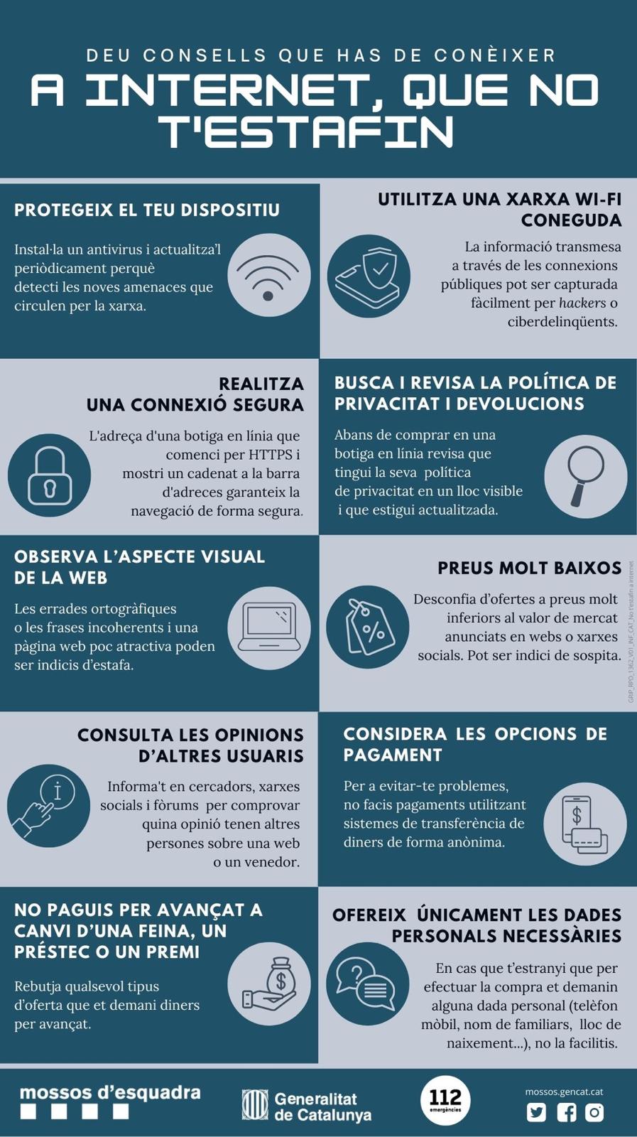 Consells dels Mossos per a navegar a internet Consells dels Mossos per a navegar a internet