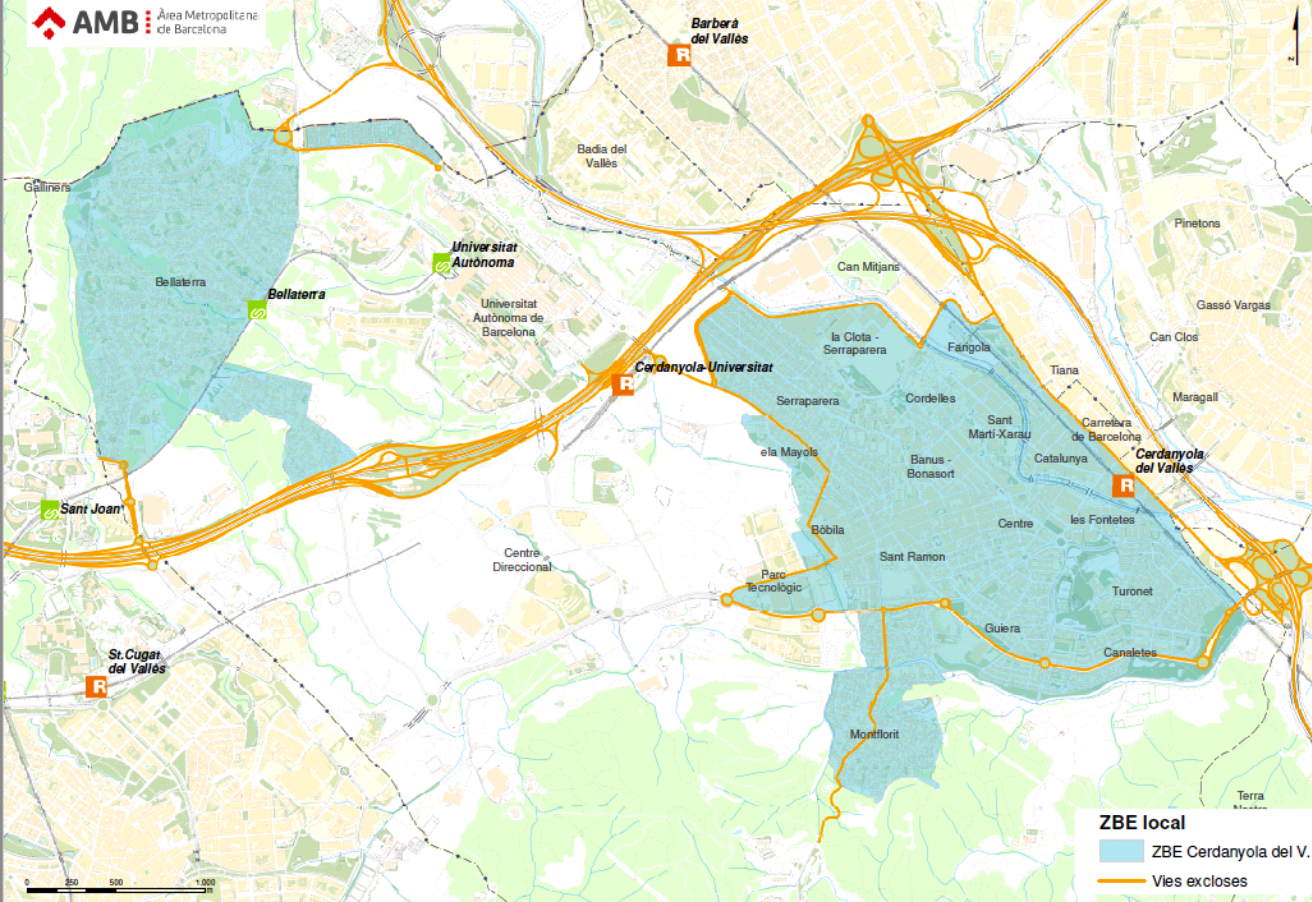 Mapa definitiu de la Zona de Baixes Emissions de Cerdanyola. FOTO: Ajuntament Mapa definitiu de la Zona de Baixes Emissions de Cerdanyola. FOTO: Ajuntament