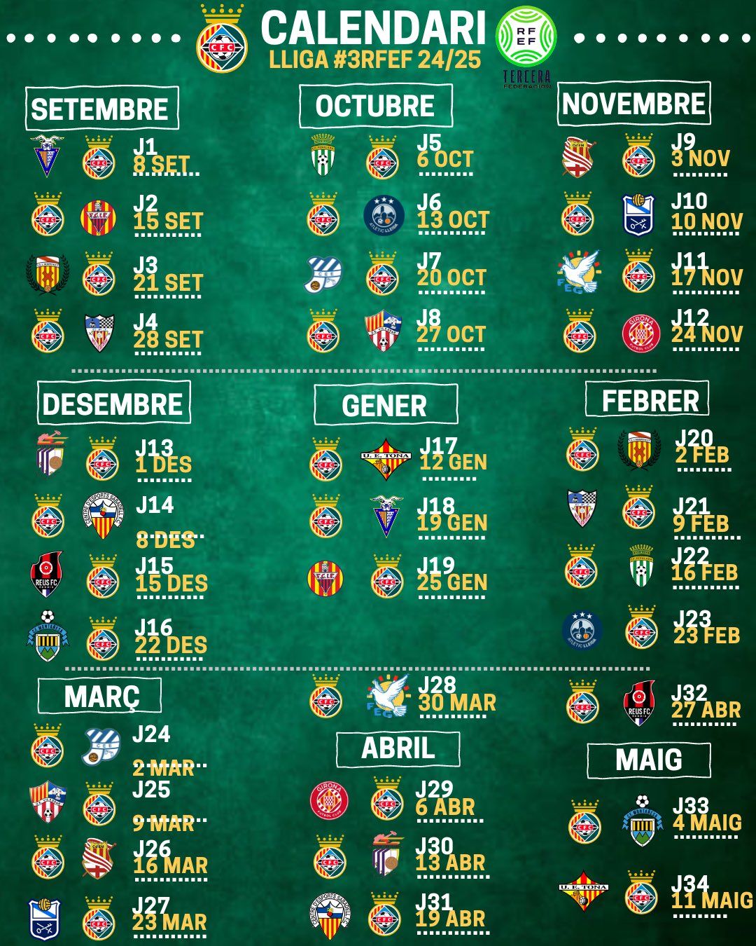 Calendari de partits de Tercera RFEF. FOTO: Cerdanyola FC Calendari de partits de Tercera RFEF. FOTO: Cerdanyola FC