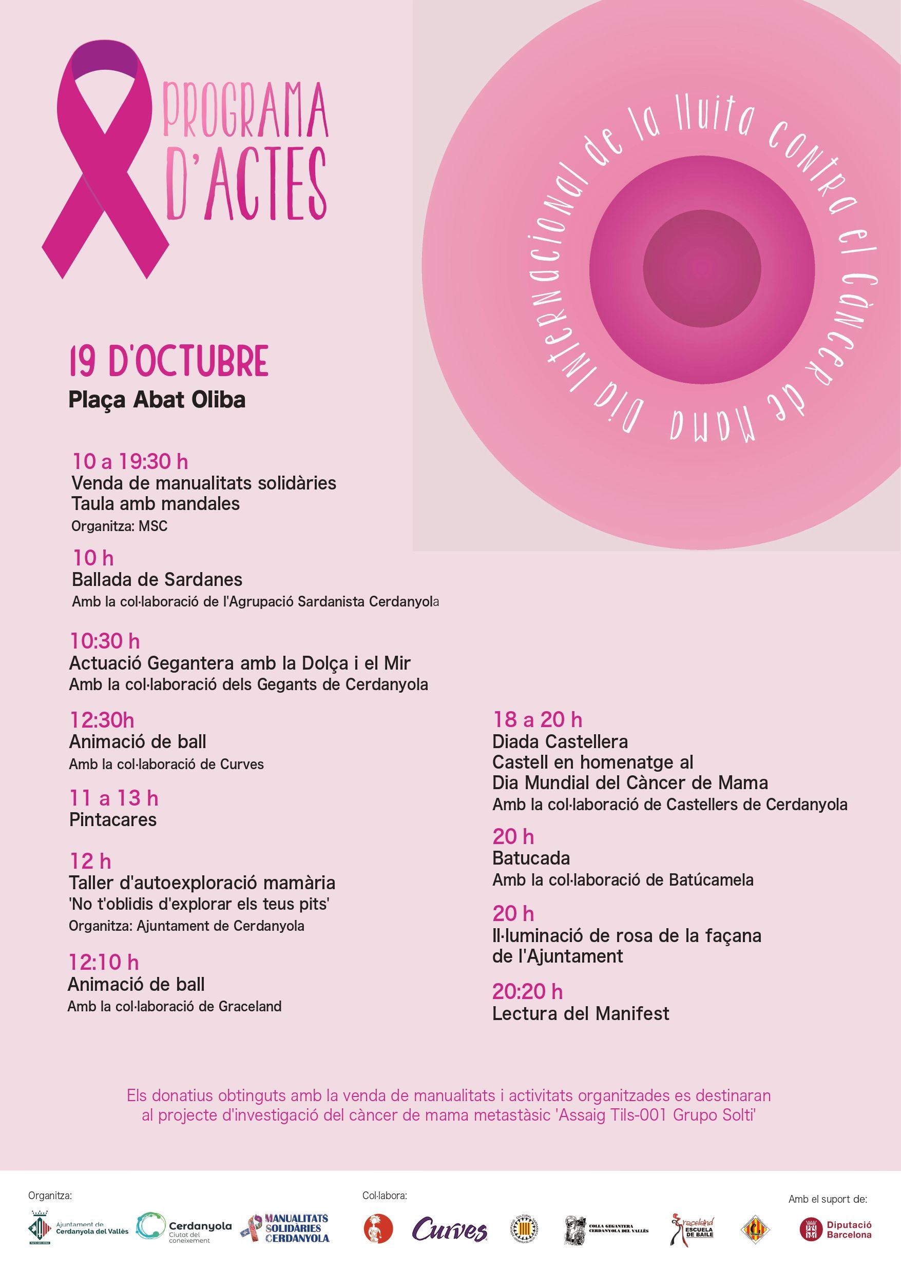 Cartell d'activitats del Dia Internacional de la Lluita contra el Càncer de Mama Cartell d'activitats del Dia Internacional de la Lluita contra el Càncer de Mama