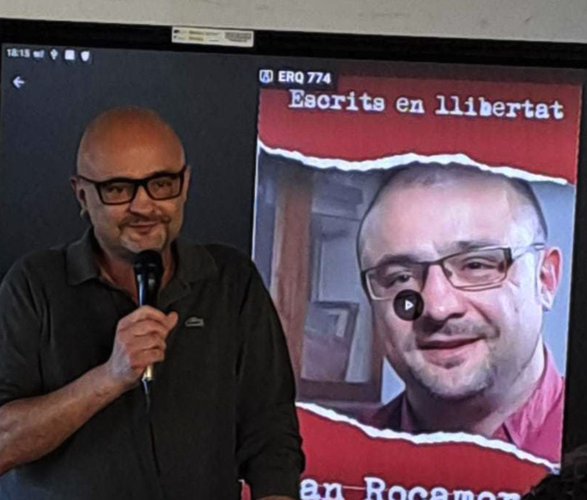 Joan Rocamora presentant el seu llibre 'Escrits en llibertat'. FOTO: CUP Cerdanyola