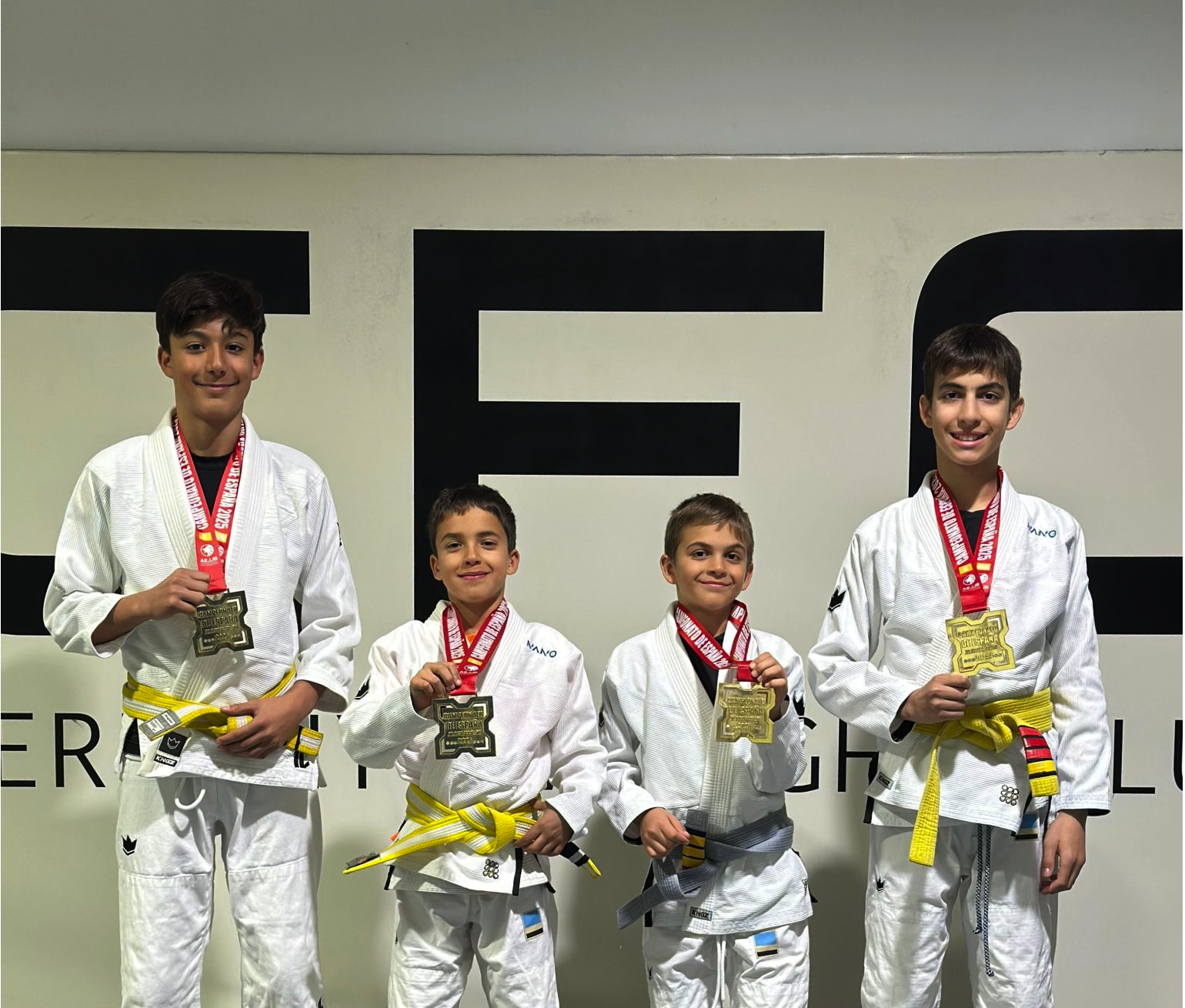 Els quatre campions d'Espanya del Cerdanyola Fight Club. FOTO: Cedida