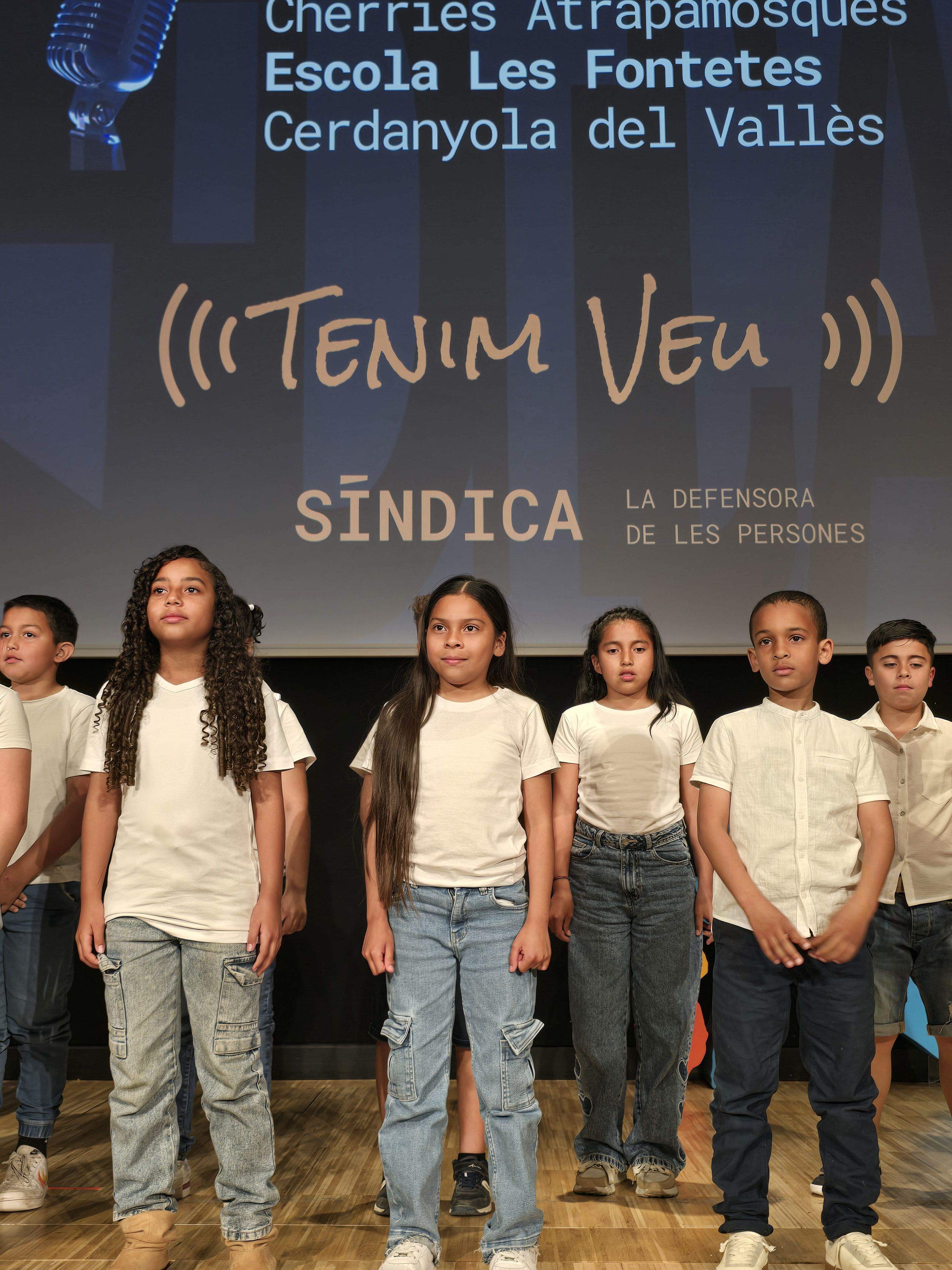 Actuació del grup de l'escola de Les Fontetes, a la gala final de "Tenim Veu". FOTO: Gabinet de comunicació síndic de greuges