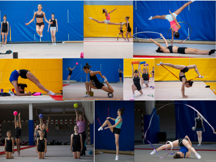 Diferents imatges de la temporada del club de gimnàstica ritmica. FOTO: Cedida