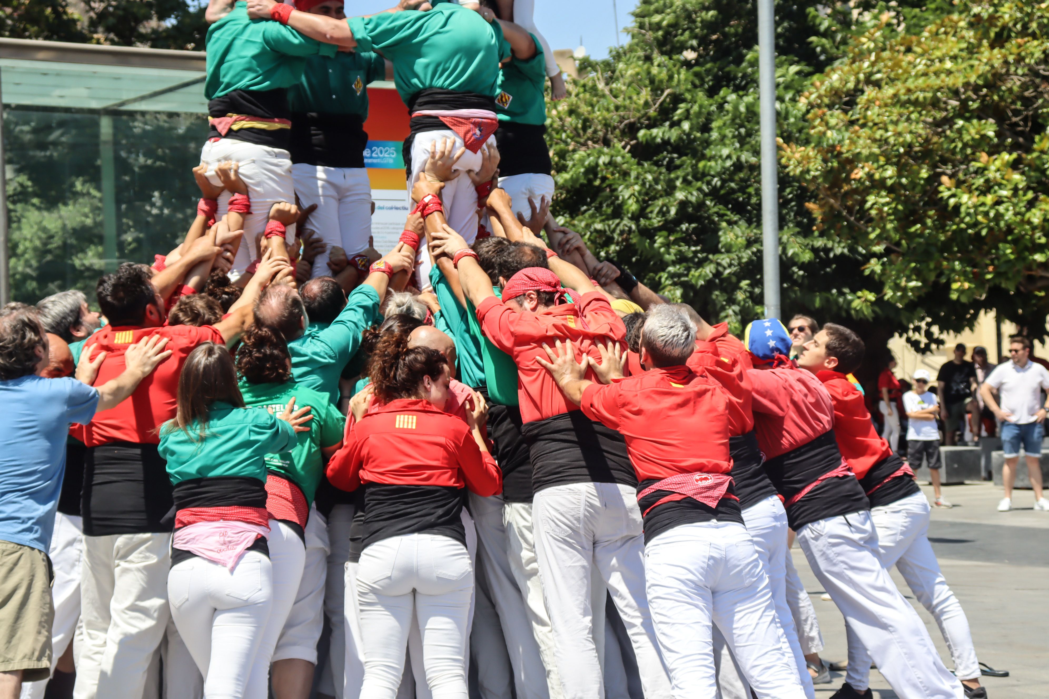 Diada Castellera Històrics.  Fent pinya. FOTO Marc Mata.