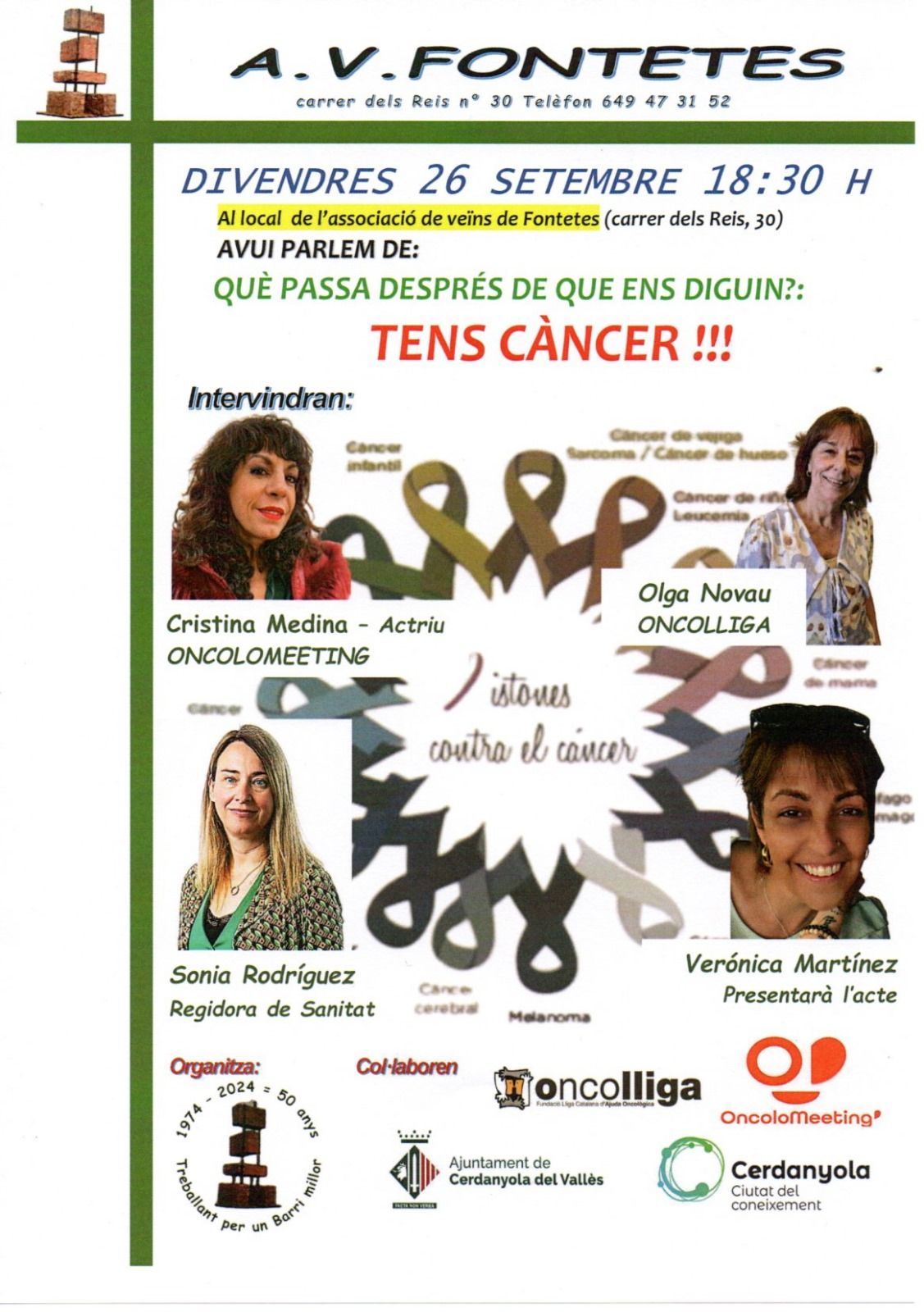 Cartell de la xerrada. Foto: AV Fontetes