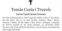 Necrològica de Tomás Costa i Truyol