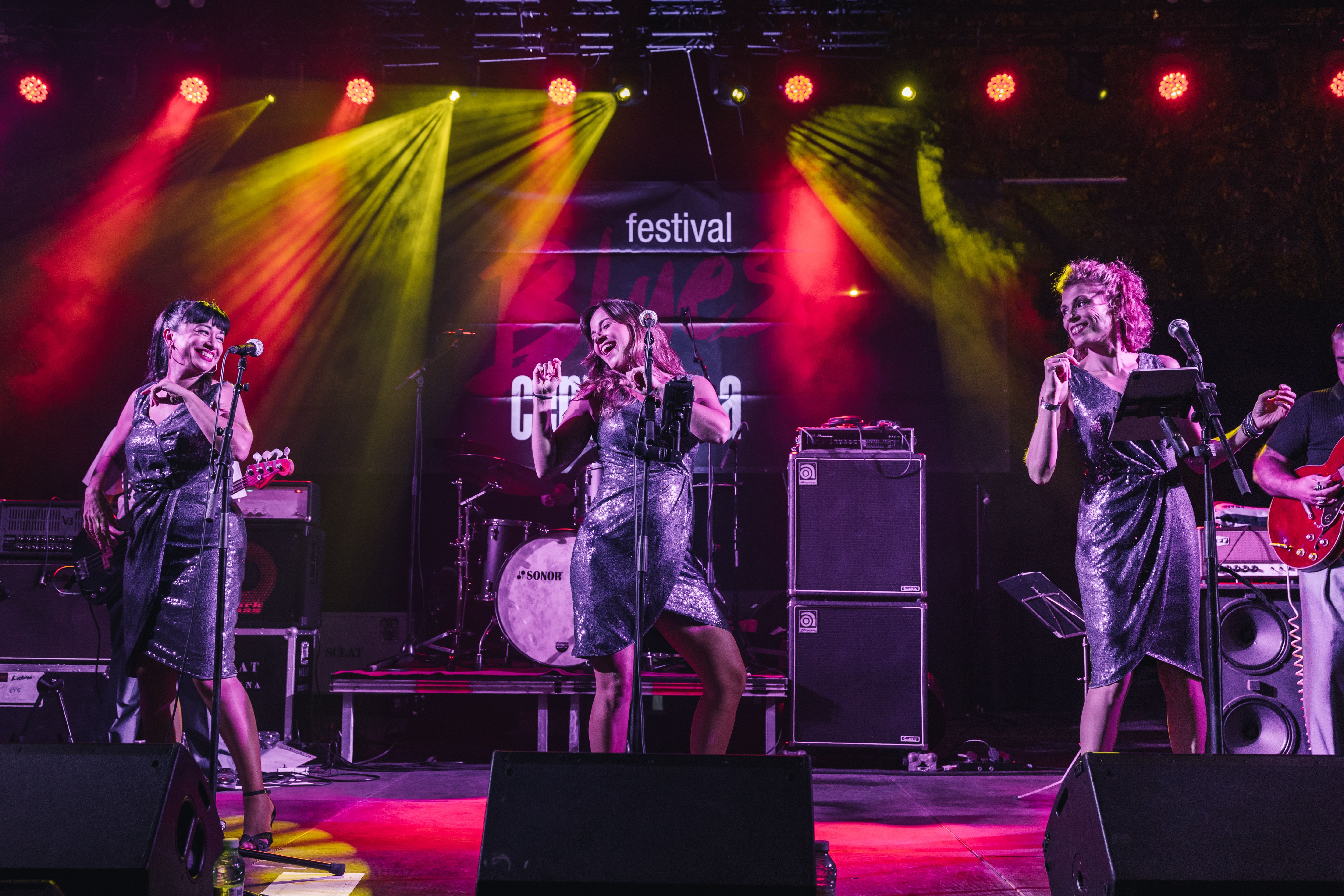 El públic va gaudir de les actuacions de The Sparkles i Sol Lagarto al pla de les Alzines, en una nit plena de blues i tapes al Mercat de les Fontetes. FOTO: Arnau Padilla