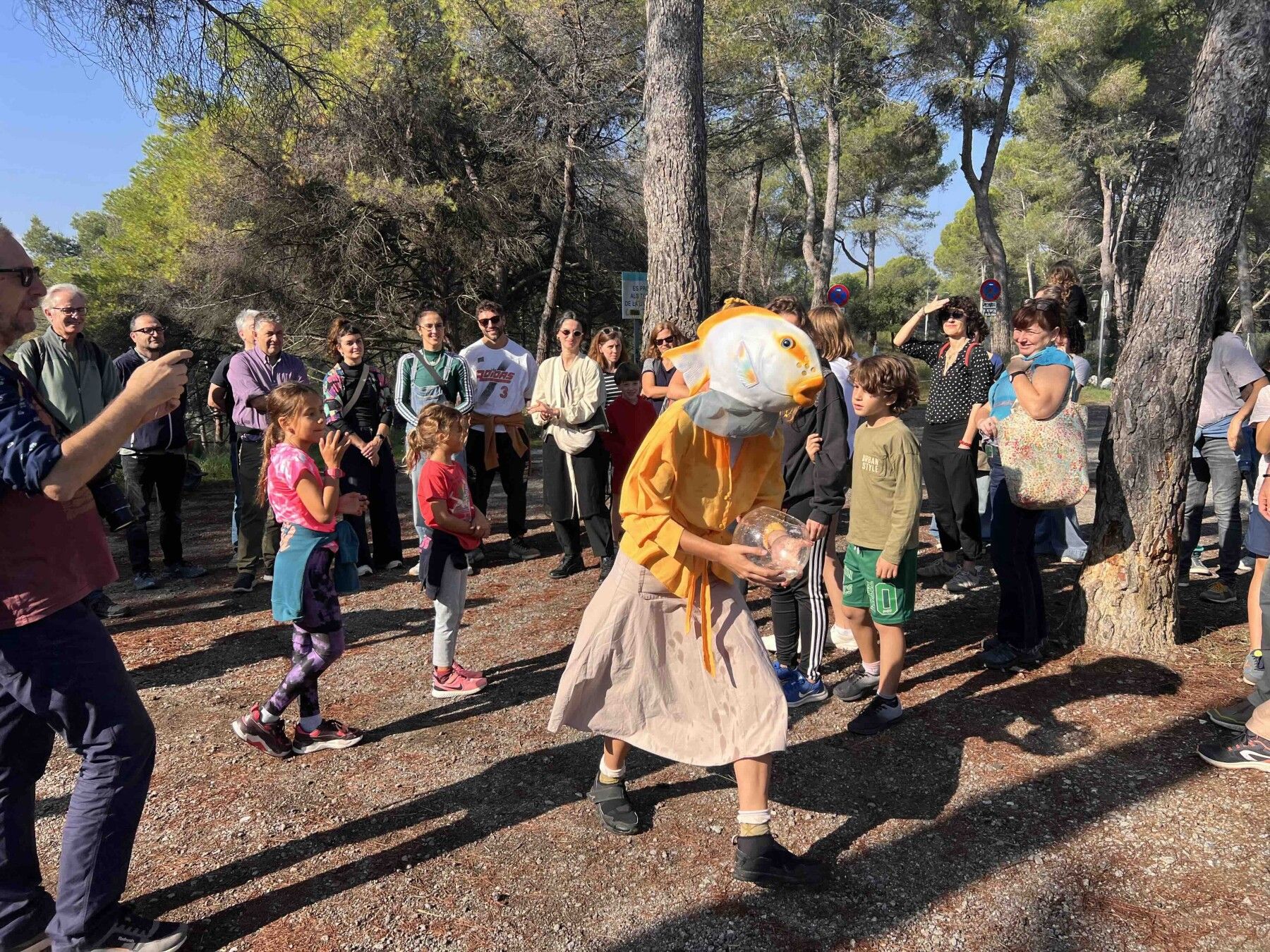 Representació d'un dels espectacles del festival d'arts escèniques a la natura, als boscos de Bellaterra. FOTO: Laia TR