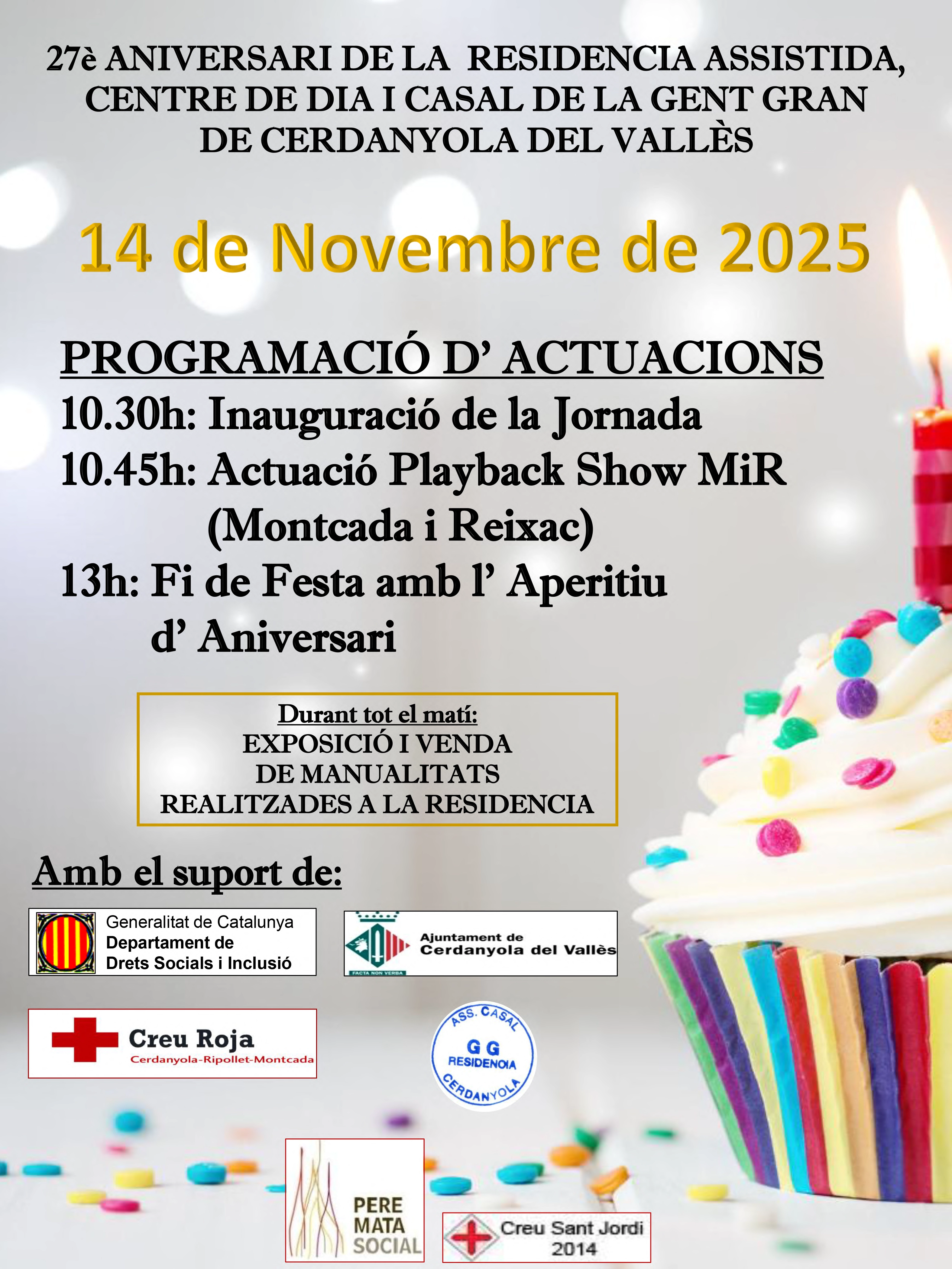 Cartell del 27è aniversari de la residència, casal d'avis i centre de dia. 