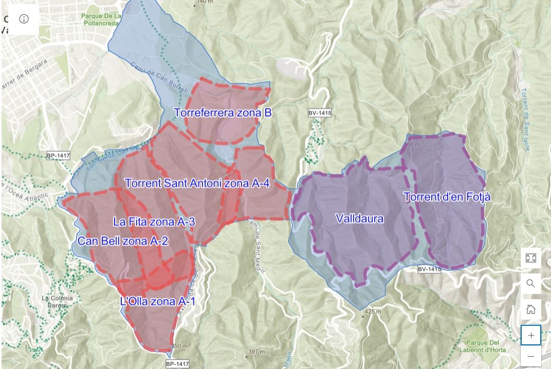 Mapa de zones de caça a Sant Cugat, esquerra, i Cerdanyola, dreta. Mapa: Parc Natural de Collserola