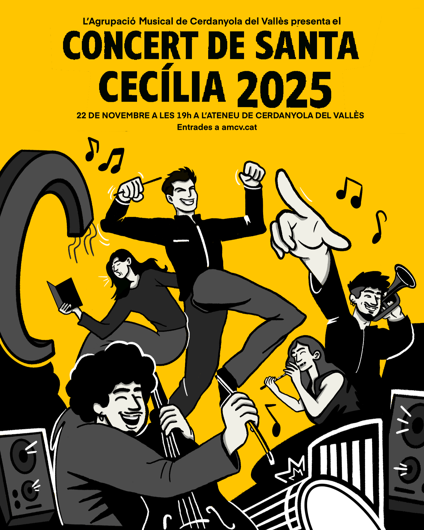 Cartell del concert dedicat a Santa Cecília, patrona dels músics, de l'Agrupació Musical de Cerdanyola del Vallès. 