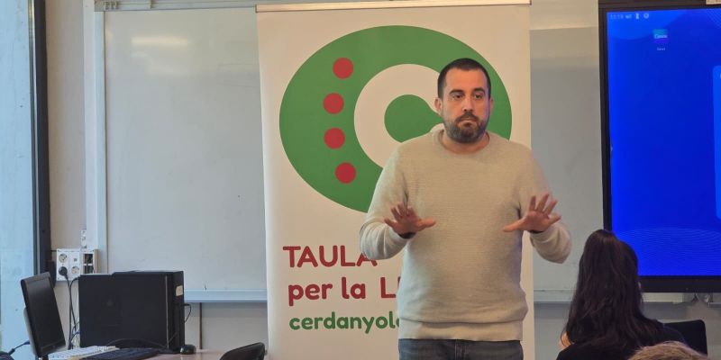 Àdam Bertran, un dels ponents de la jornada de La Taula per la Llengua. Foto: Marc Mata