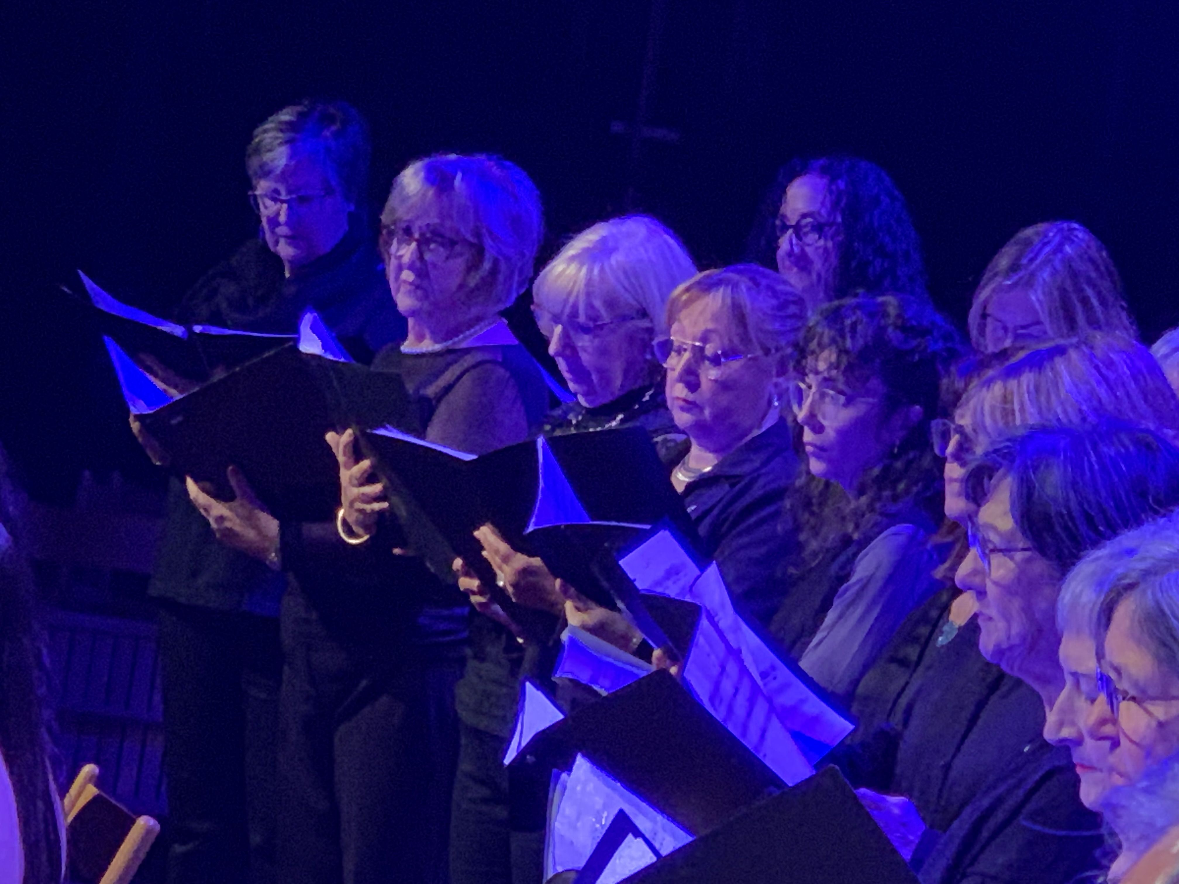 Primer pla dels cantaires de la Coral de l’AMCV en el Concert de Santa Cecília. FOTO: Judit Josa
