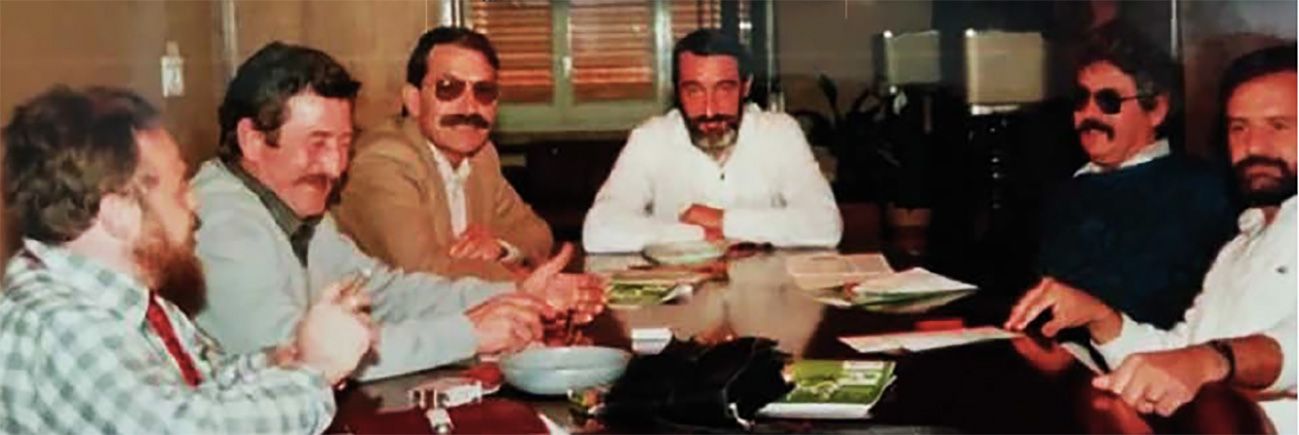 Alguns dels membres de la Comissió per definir l'escut de Cerdanyola. D'esquerra a dreta: Xane, Lazaro, Jaume Mimo, Senabre, Miquel Sanchez i  Jesus Bolinaga