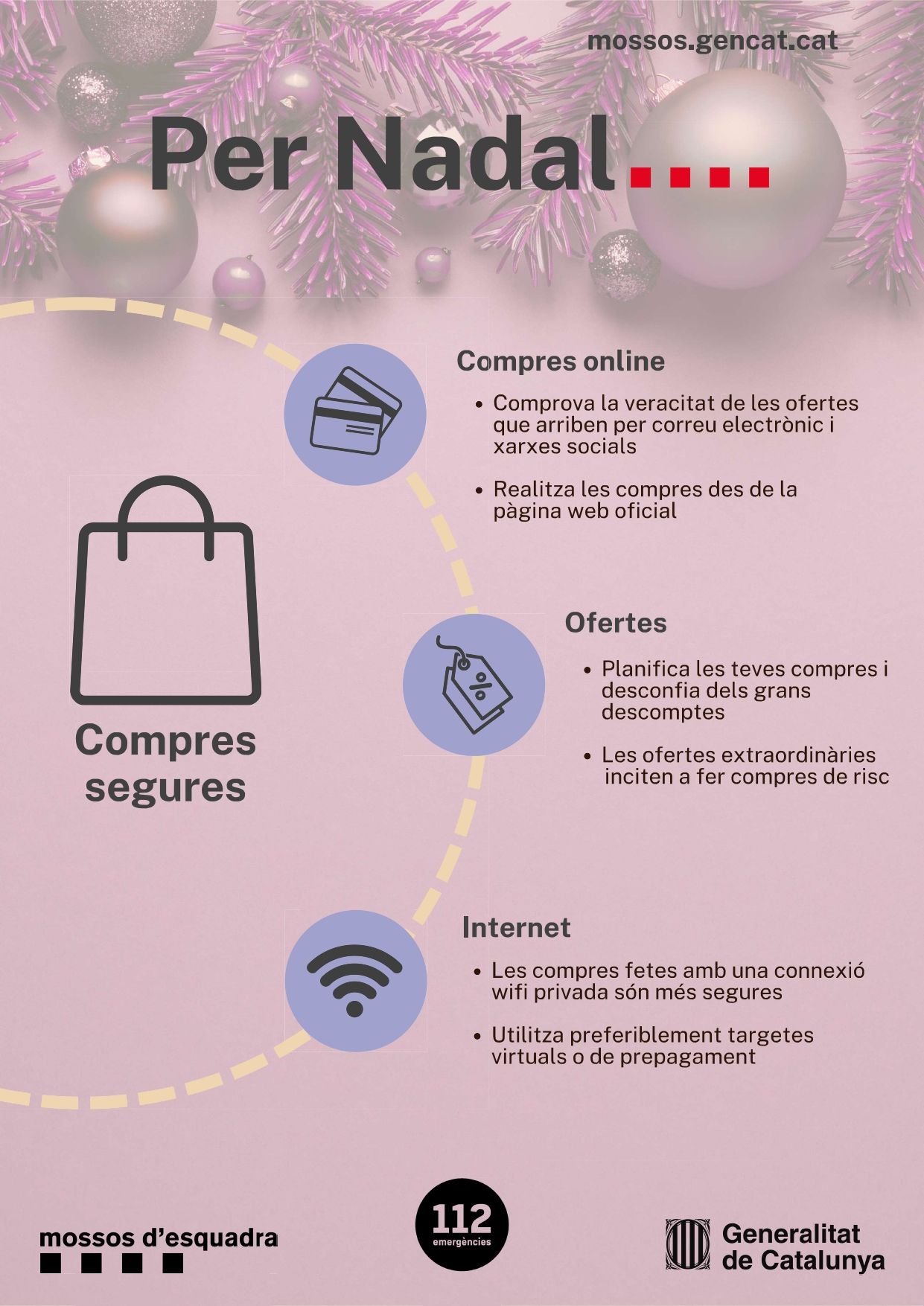 Consells per Nadal compres en línia. Campanya Grevol dels Mosos d'Esquadra