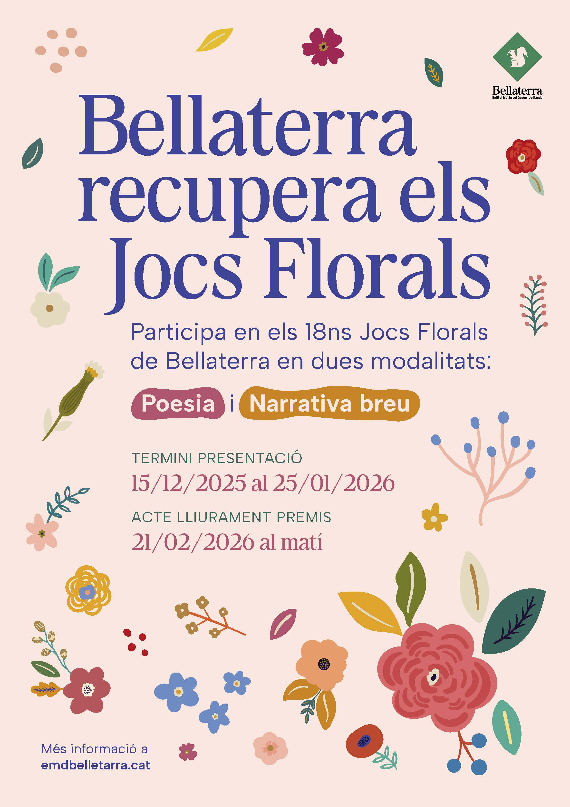 Cartell de la convocatòria dels JocsFlorals 2026