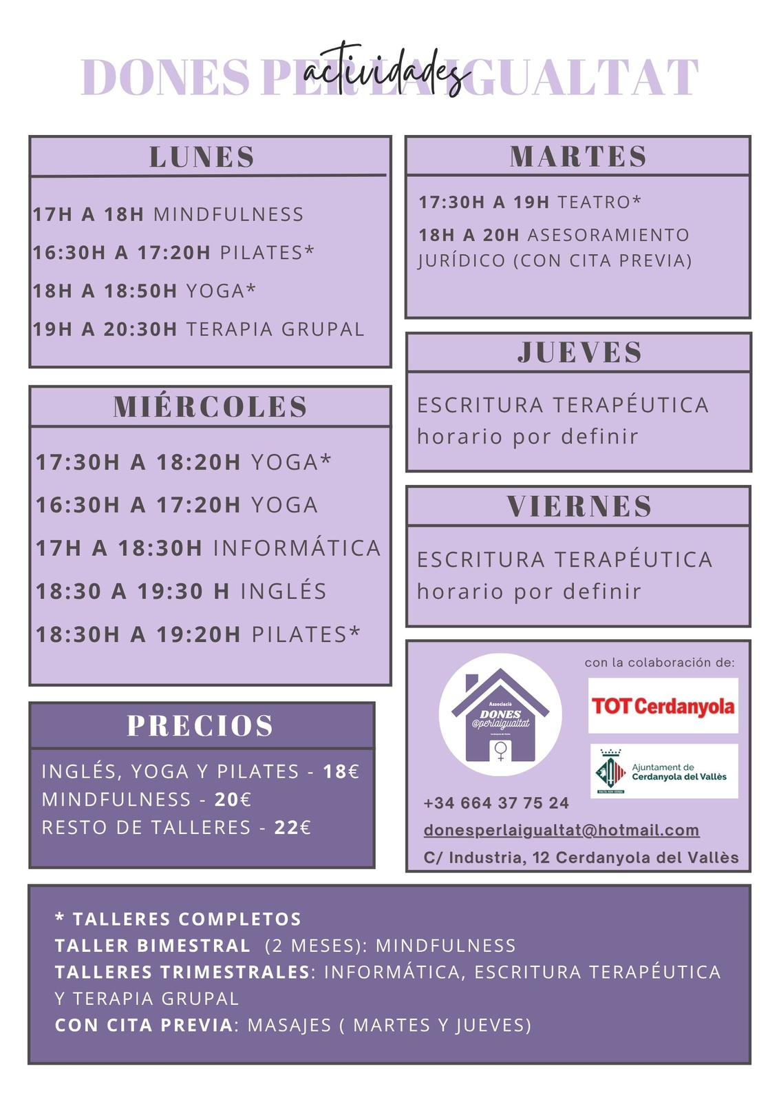 Cartell de Dones per la Igualtat amb les activitats programades per aquest 2026