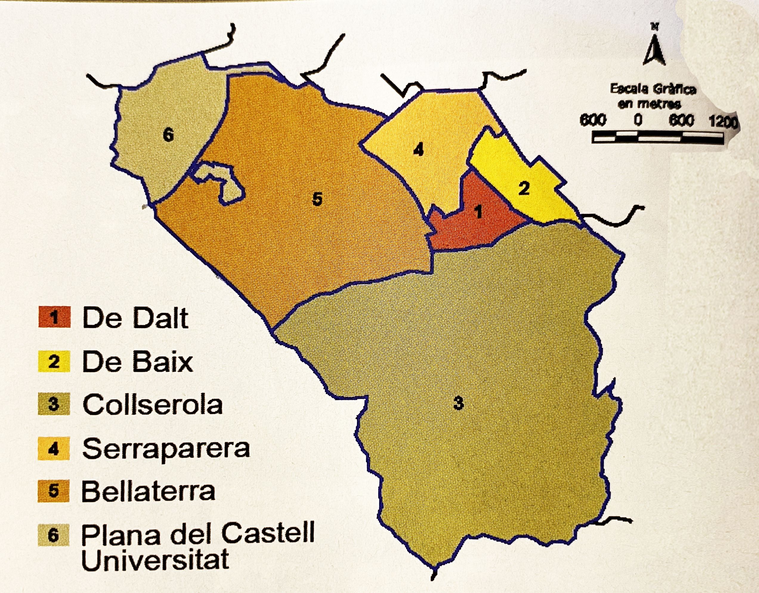 La divisió de Cerdanyola per districtes aprovada provisionalment el març de 2007. FOTO: Cerdanyola al dia