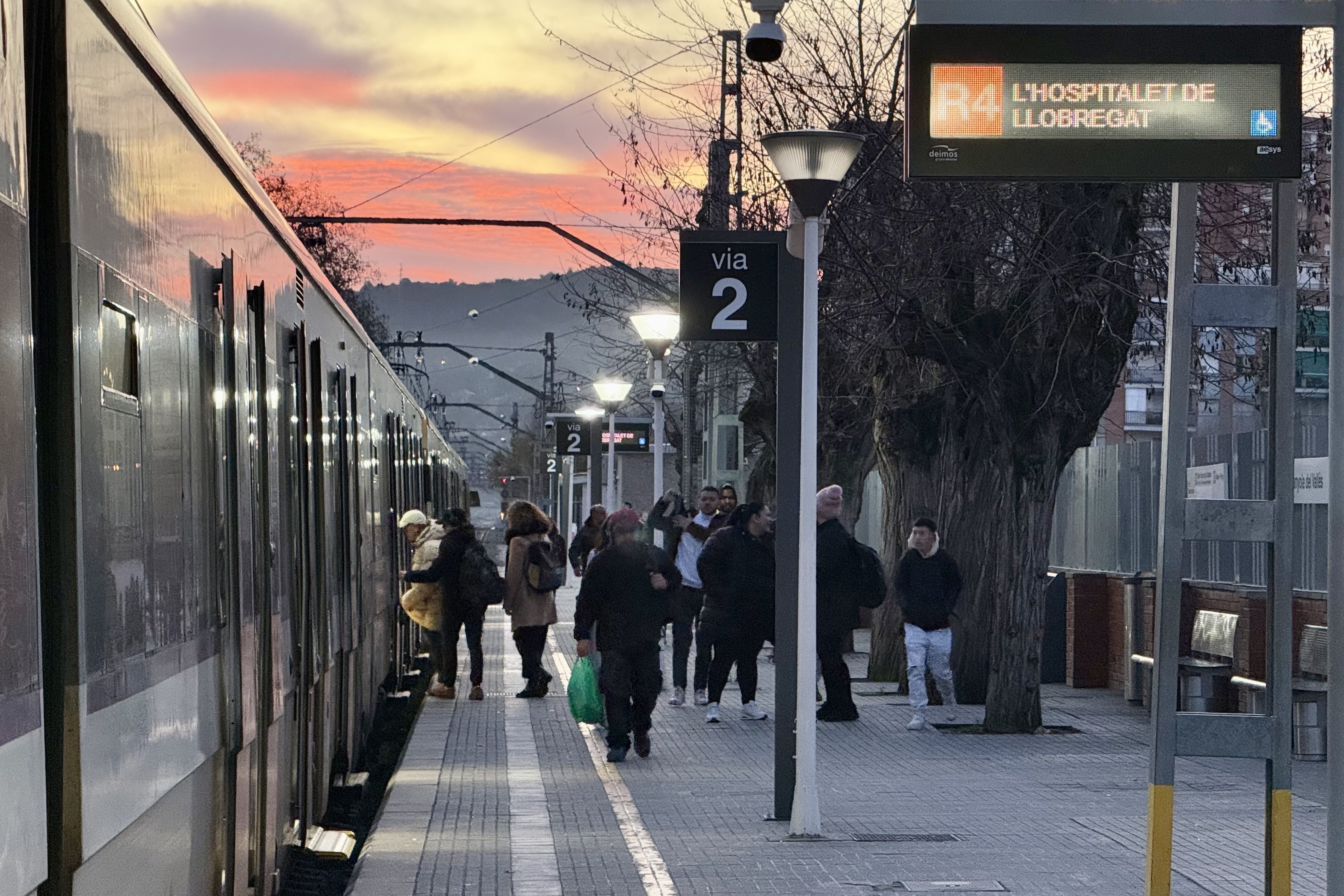 Un tren aturat a l'estació de Cerdanyola, el dimarts 27 de gener. FOTO: Albert Segura (ACN)