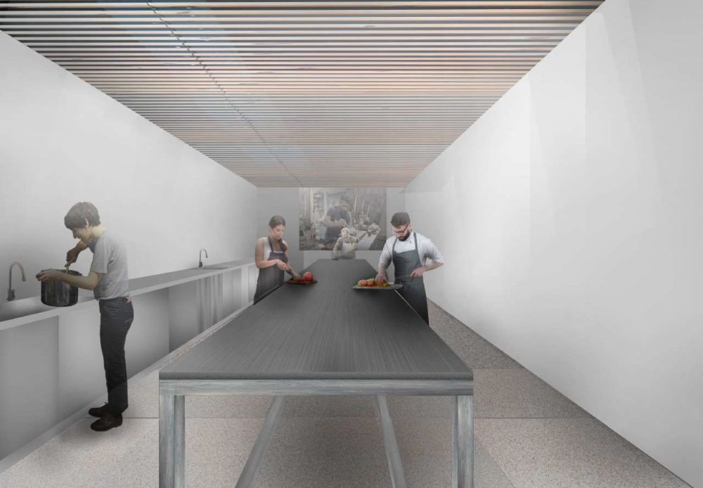 Recreació Virtual de l'aula culinària que s'està construint al Mercat de Les Fontetes. FOTO: Ajuntament