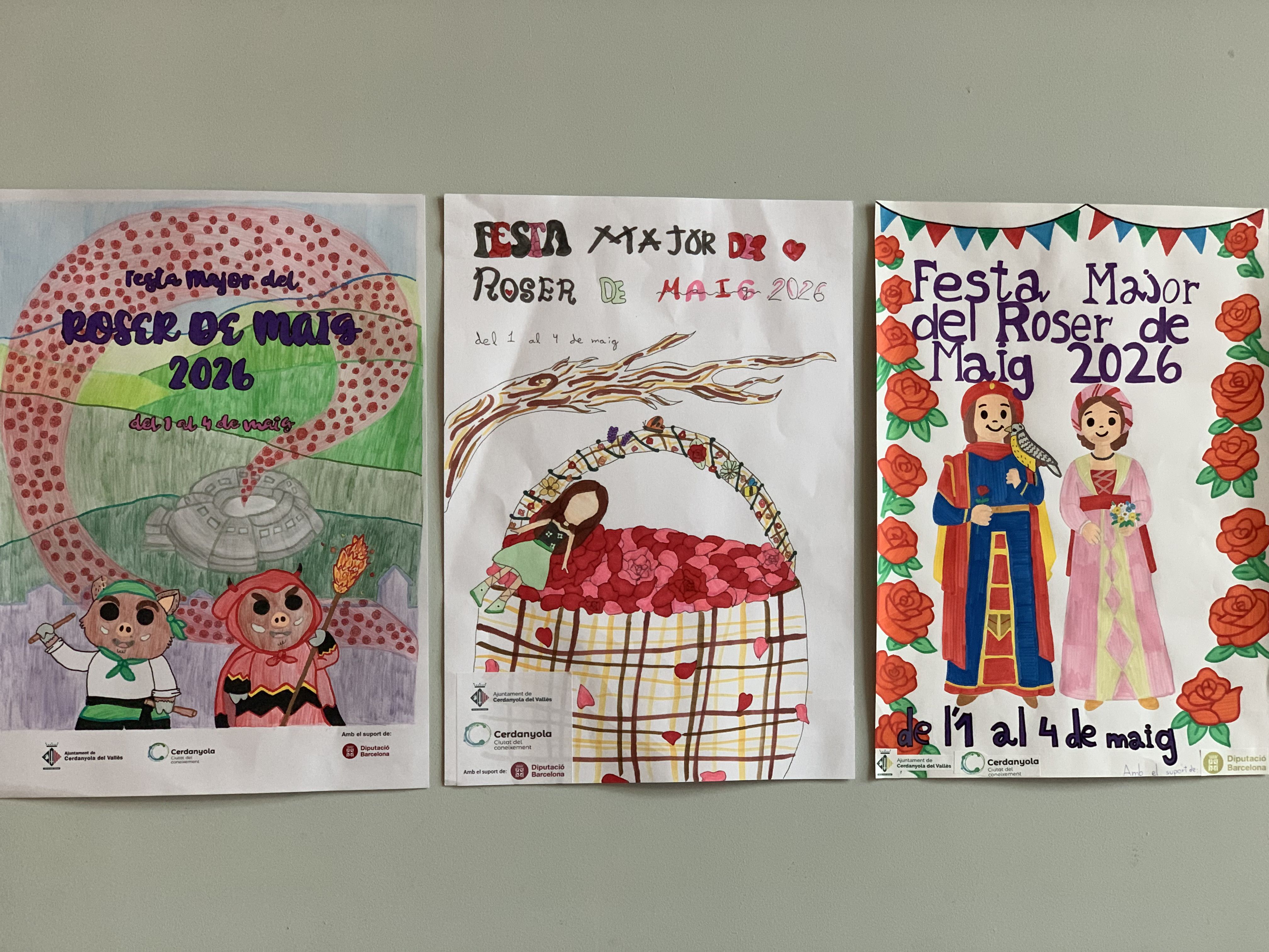 Mirades joves sobre el Roser de Maig en una selecció de dibuixos que opten a il·lustrar la programació infantil. FOTO: Judit Josa