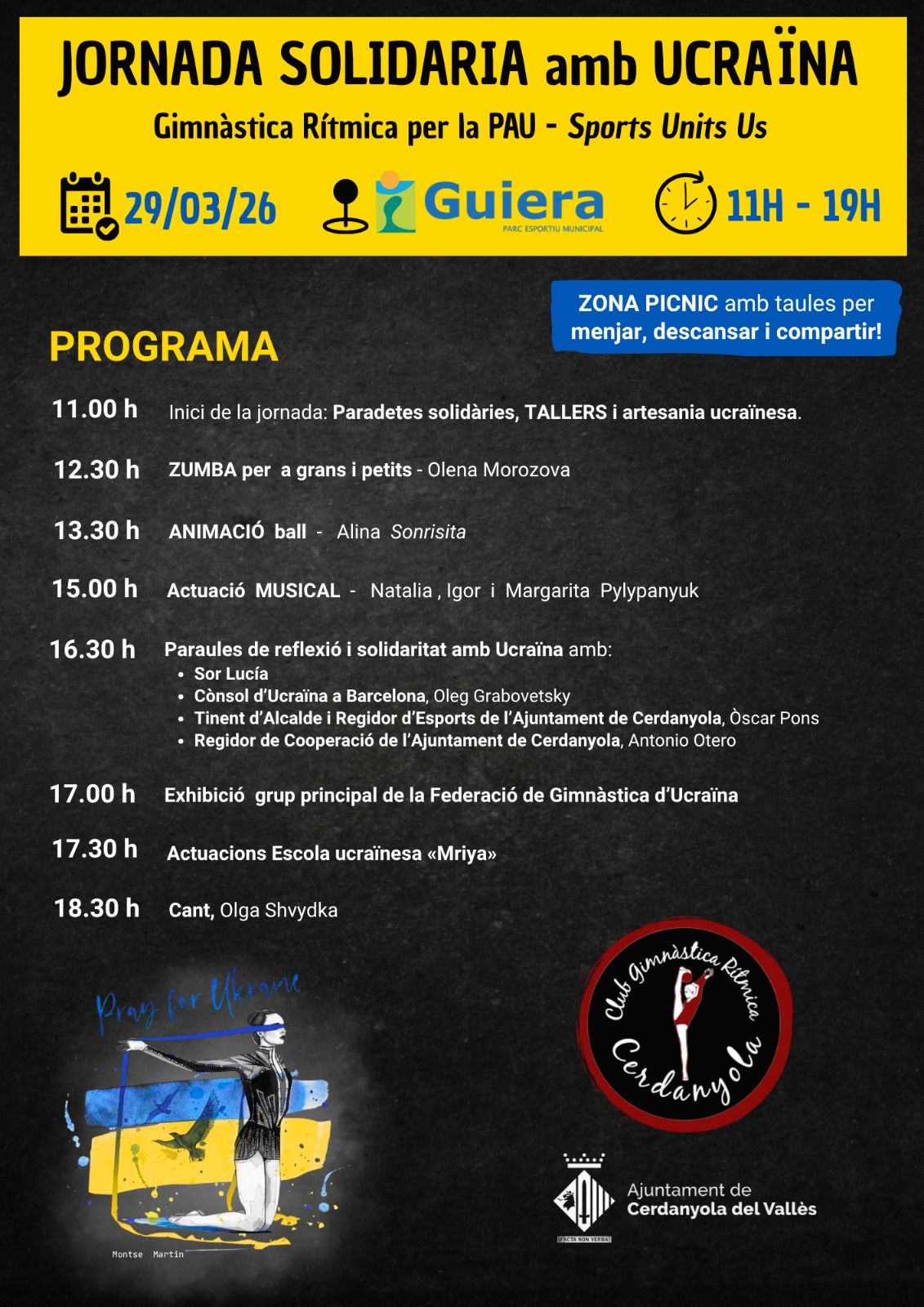 Cartell de la jornada solidària que acull aquest diumenge el PEM Guiera. FOTO: Club gimnàstica rítmica Cerdanyola del Vallès
