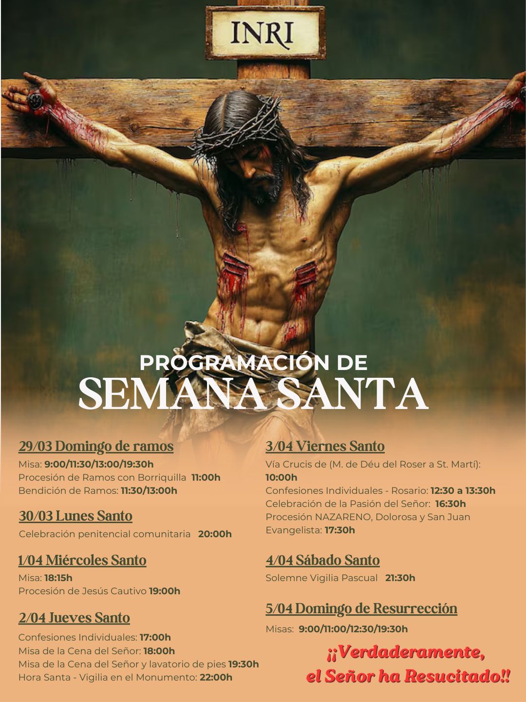 Programació de Setmana Santa a la parròquia de Sant Martí