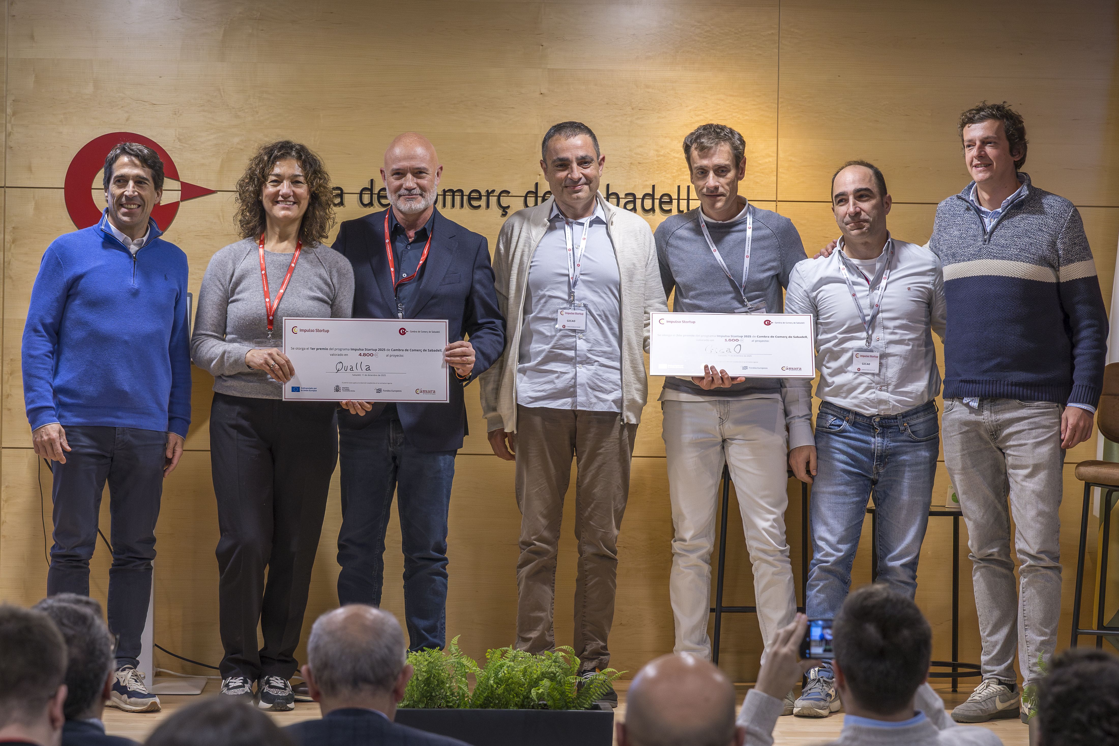 Els dos projectes guanyadors en l'edició de 2025 del programa d'acceleració tecnològica de la cambra de comerç de Sabadell, Impulsa Startup 2026 FOTO: Cedida