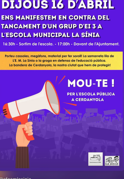 Cartell de la manifestació d'aquest dijous 16 d'abril 