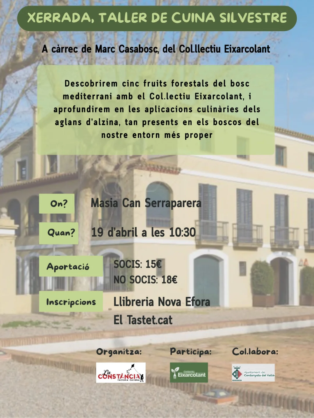 Cartell de l'activitat: Del bosc al plat; Fruits silvestres, cuina i territori en una experiència única 