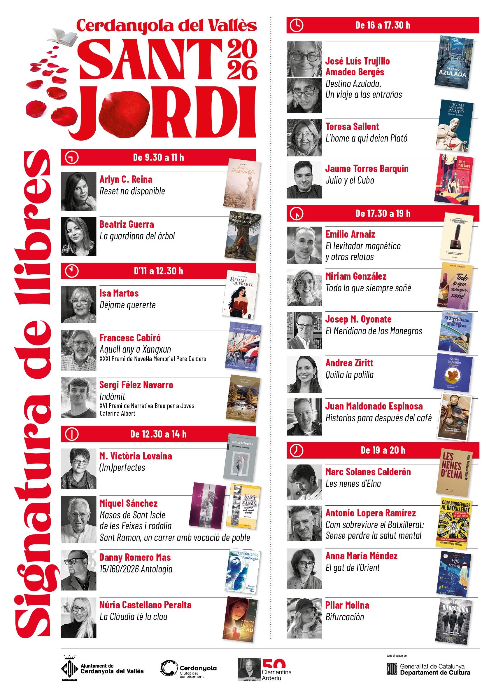 Horari Cartell signatura llibres Sant Jordi 2026 