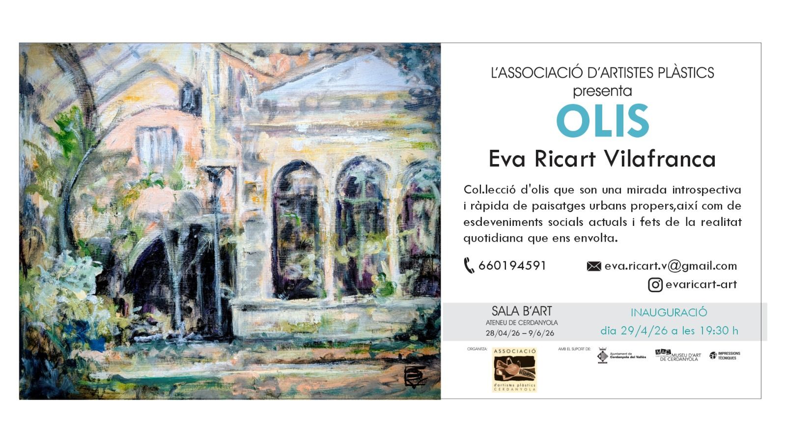 Flyer de l'exposició d'Eva Ricart que s'inagura aquest dimecres 29 d'abril a l'Ateneu. FOTO: Cedida