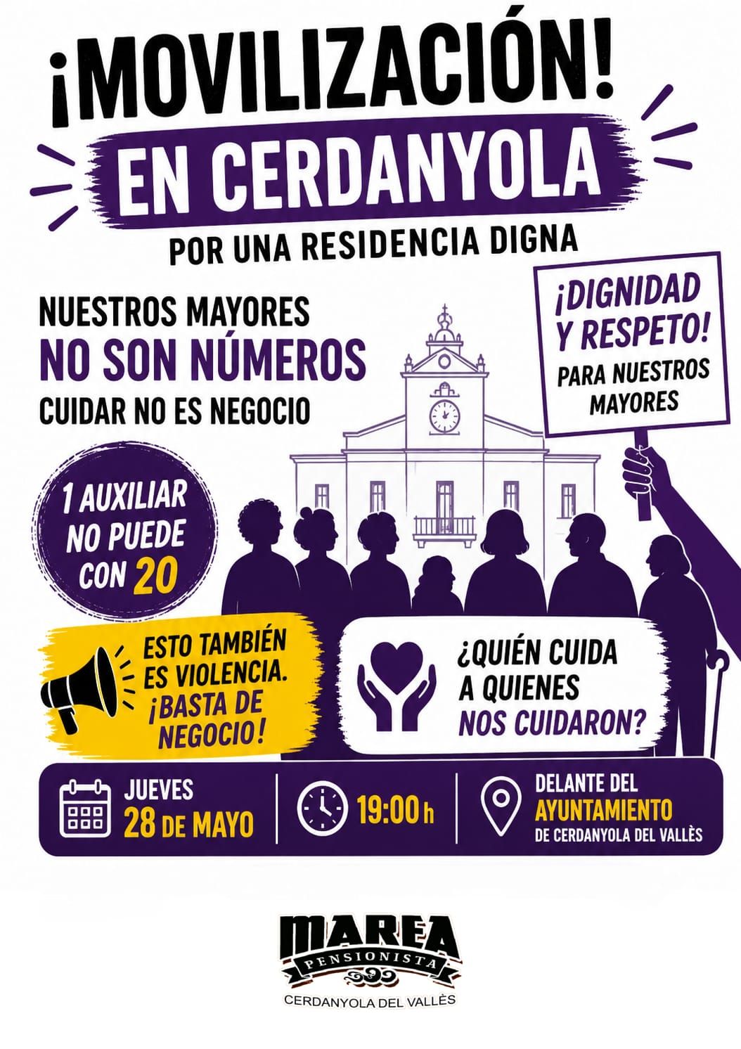 Cartell de la convocatòria de la intervenció i protesta abans del ple de maig. FOTO: Cedida