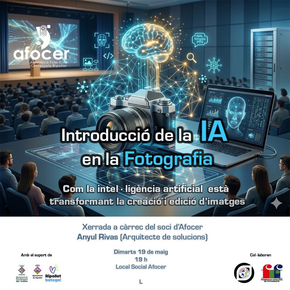 Cartell de la xerrada, oberta a tothom, sobre les aplicacions de la IA. FOTO: AFOCER