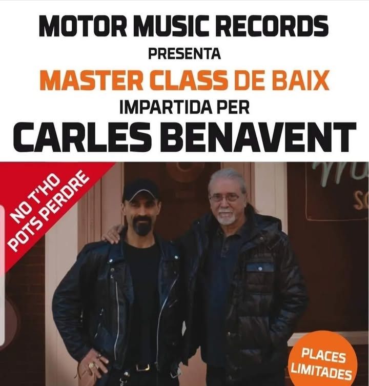 Cartell anunciant una masterclass de baix amb Carles Benavent a l’escola