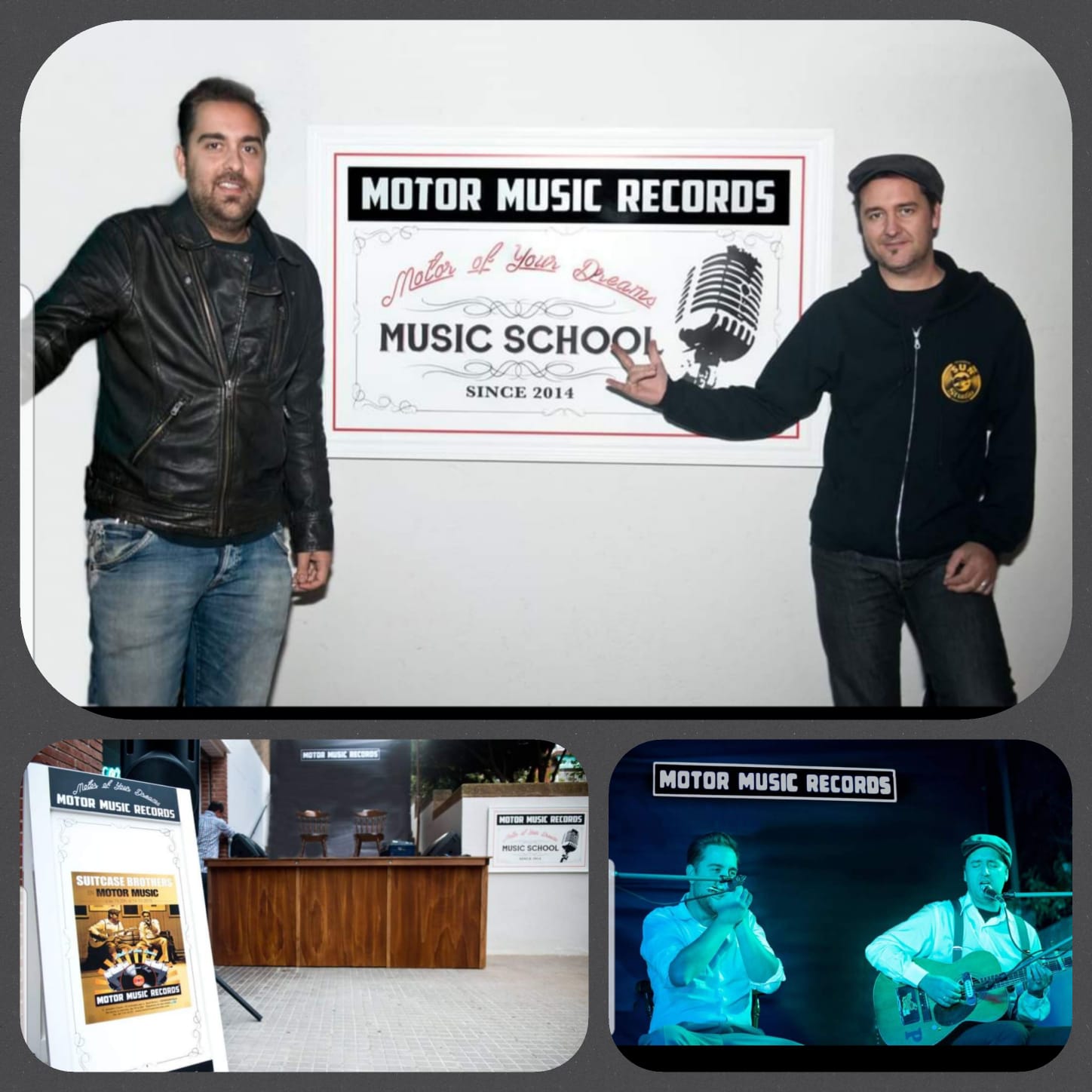 Suitcase Brothers durant una actuació i visita a Motor Music Records