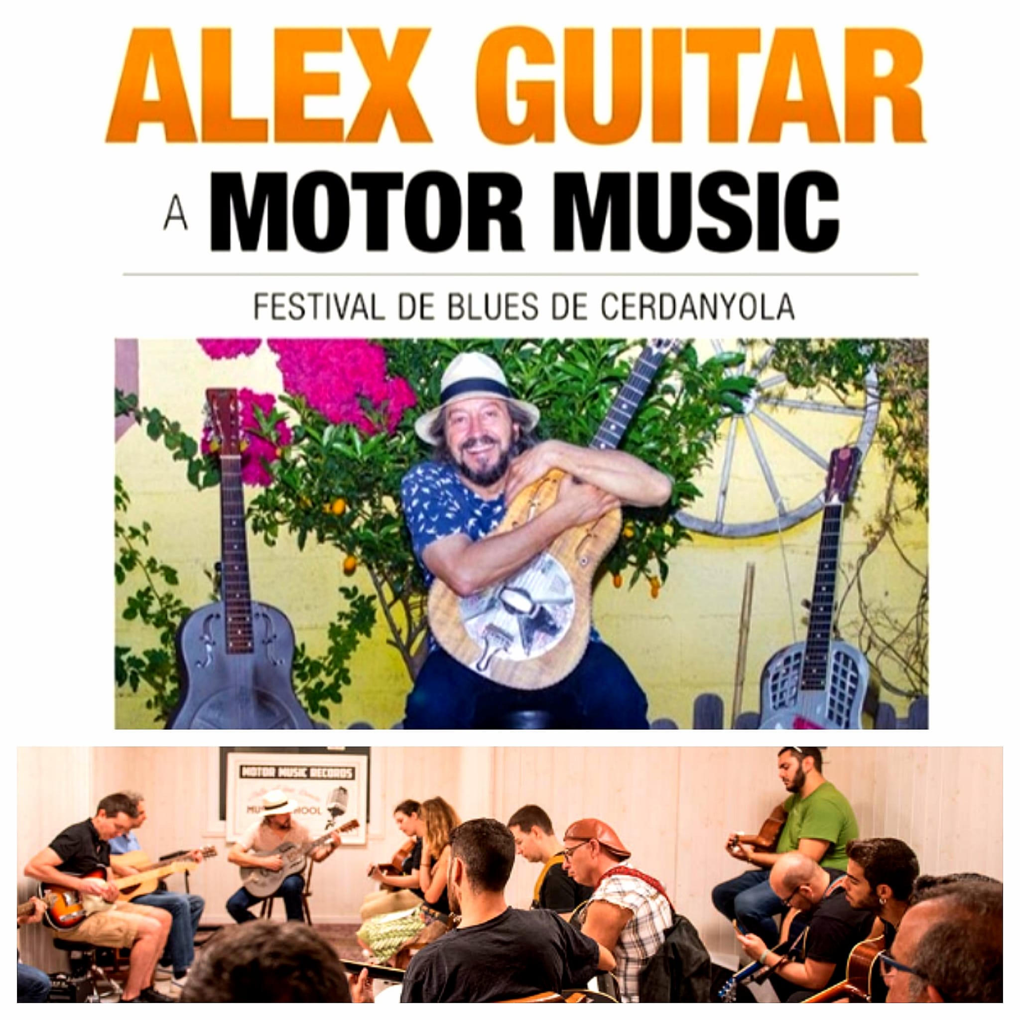 El guitarrista Alex Guitar durant una masterclass organitzada a Motor Music Records en el marc del Festival de Blues de Cerdanyola.