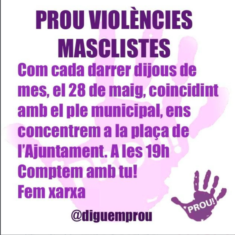 Convocatòria mensual de Diguem Prou
