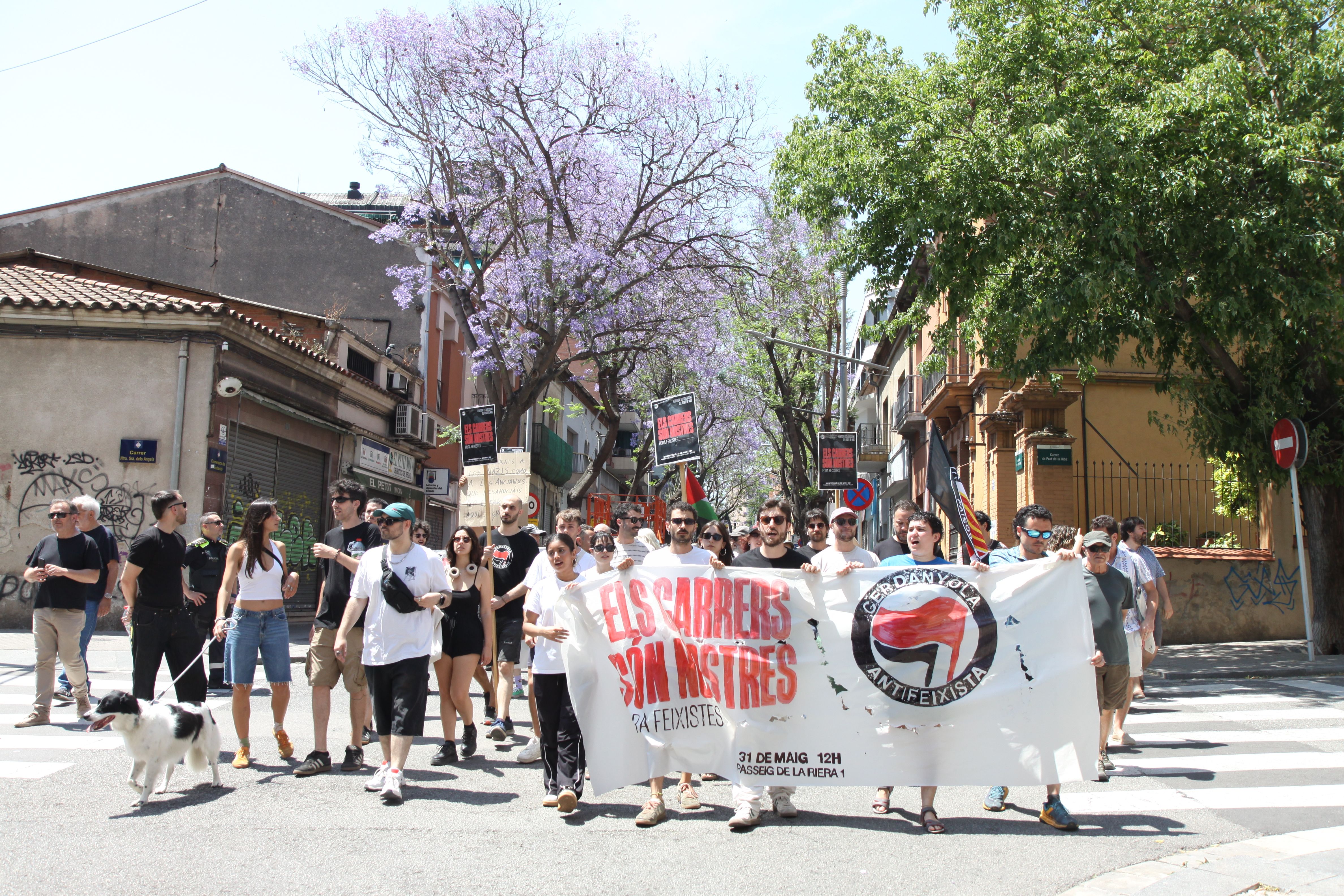 La mobilització antifeixista a Quatre Cantons. Foto: Laia Jubany