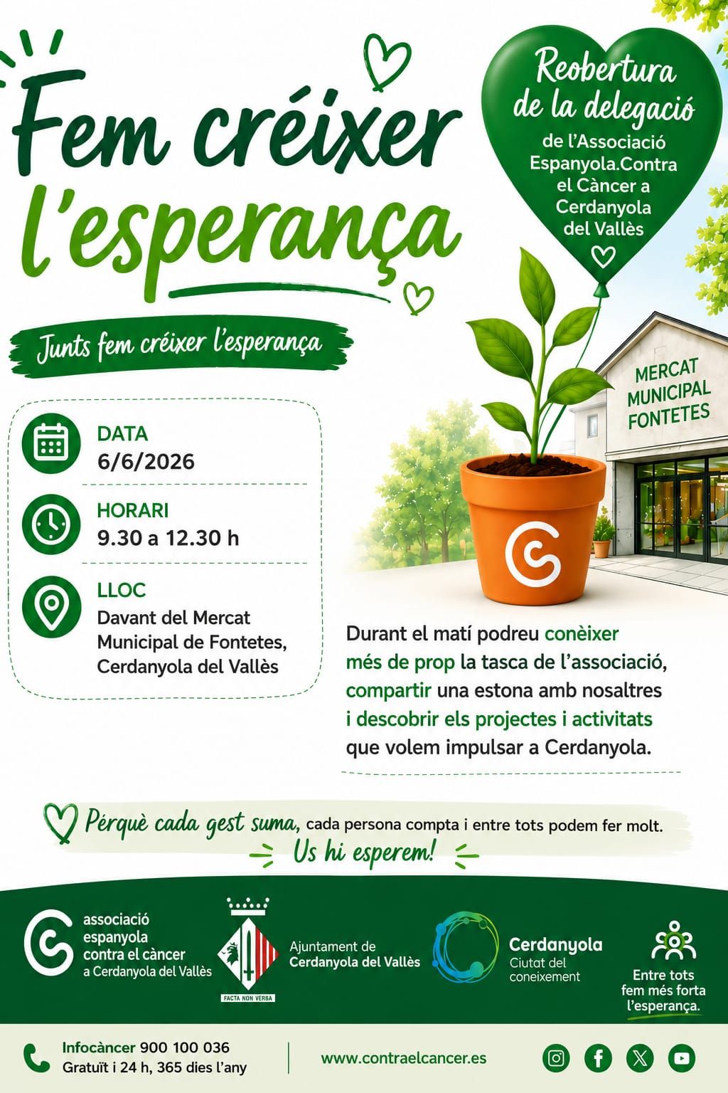 Cartell de la paradeta informativa de Contra el Càncer